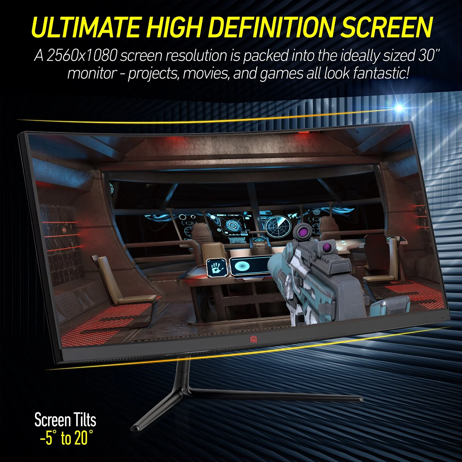 Deco Gear 30" Curved Monitor, 200Hz, 1ms MPRT, 2560x1080, for Professionals, Gaming 3-Pack - Image 9