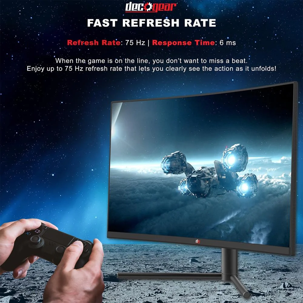 Deco Gear 32" 1920x1080 Curved Gaming Monitor, 75 Hz, 6ms Refresh Rate Open Box - Image 3