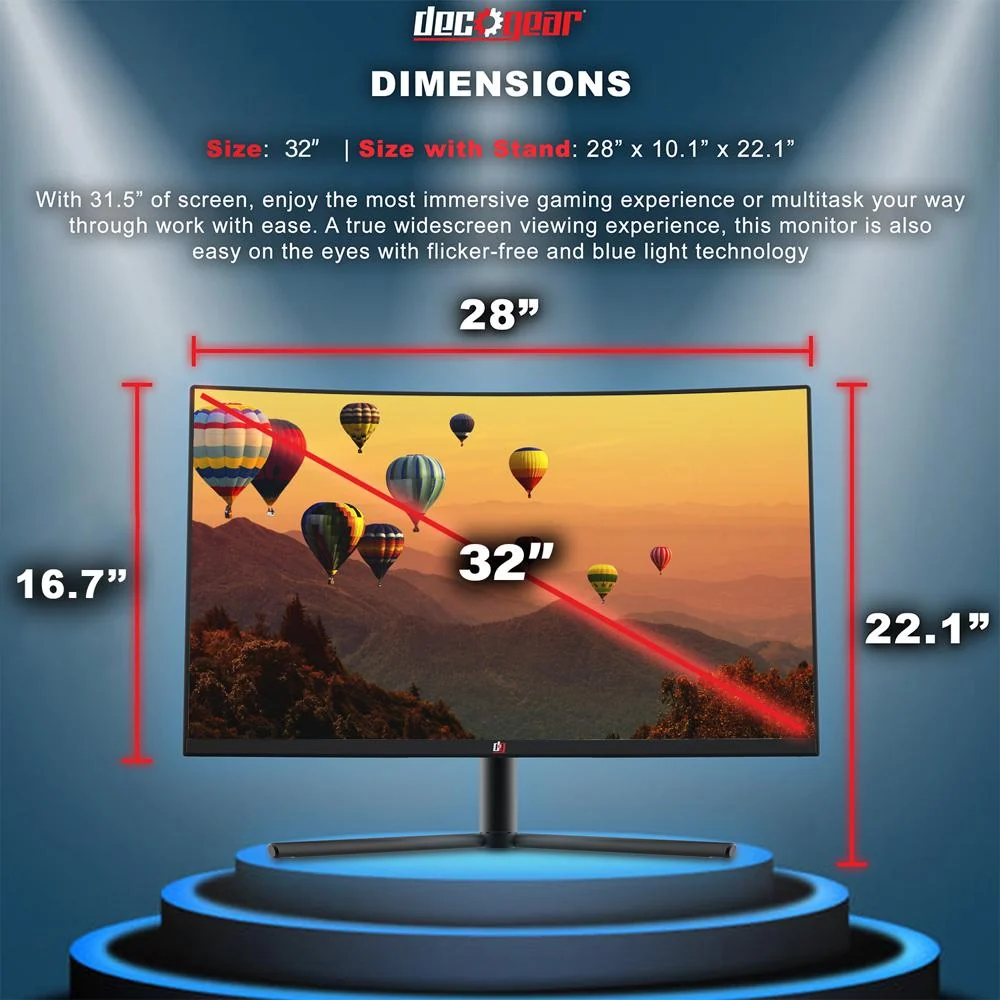Deco Gear 32" 1920x1080 Curved Gaming Monitor, 75 Hz, 6ms Refresh Rate Open Box - Image 6