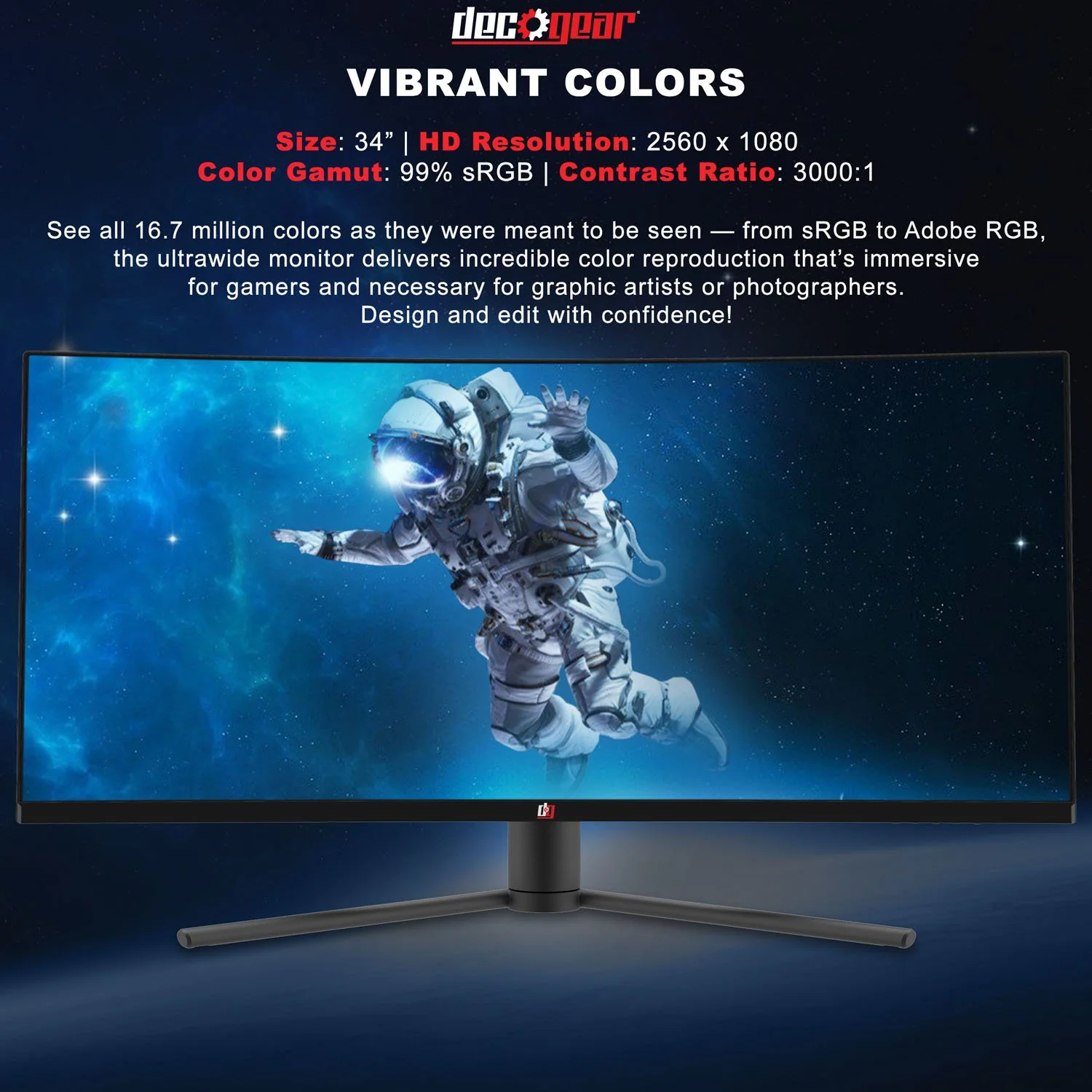 Deco Gear 34" 2560x1080 Color Accurate Curved Monitor with HDR400, 3000:1, 4ms, 2-Pack - Image 13