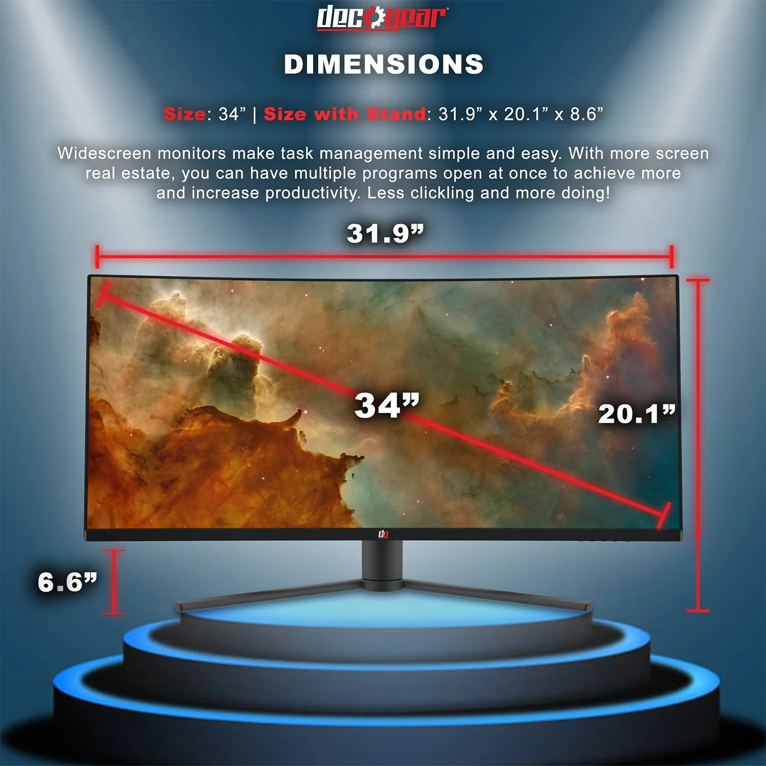Deco Gear 34" 2560x1080 Color Accurate Curved Monitor with HDR400, 3000:1, 4ms, 2-Pack - Image 17