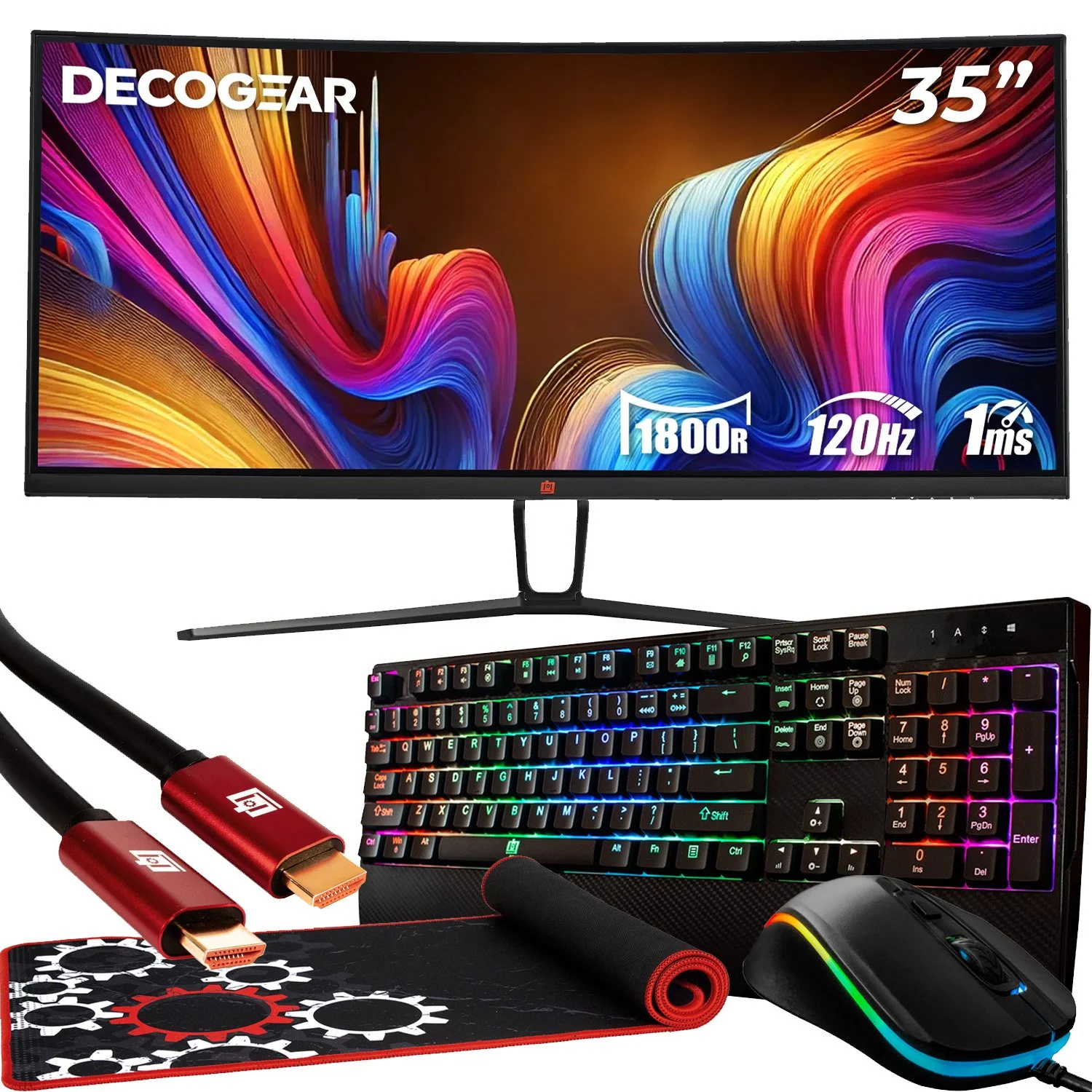 Deco Gear 35" Curved Gaming Ultrawide Monitor, 3440x1440, 120Hz, 1ms, Starter Bundle - Image 7