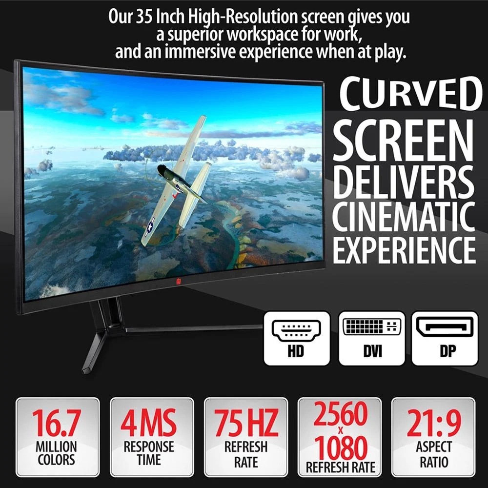 Deco Gear 35" Curved Ultrawide LED Gaming Monitor Open Box with 1 Year Warranty - Image 10