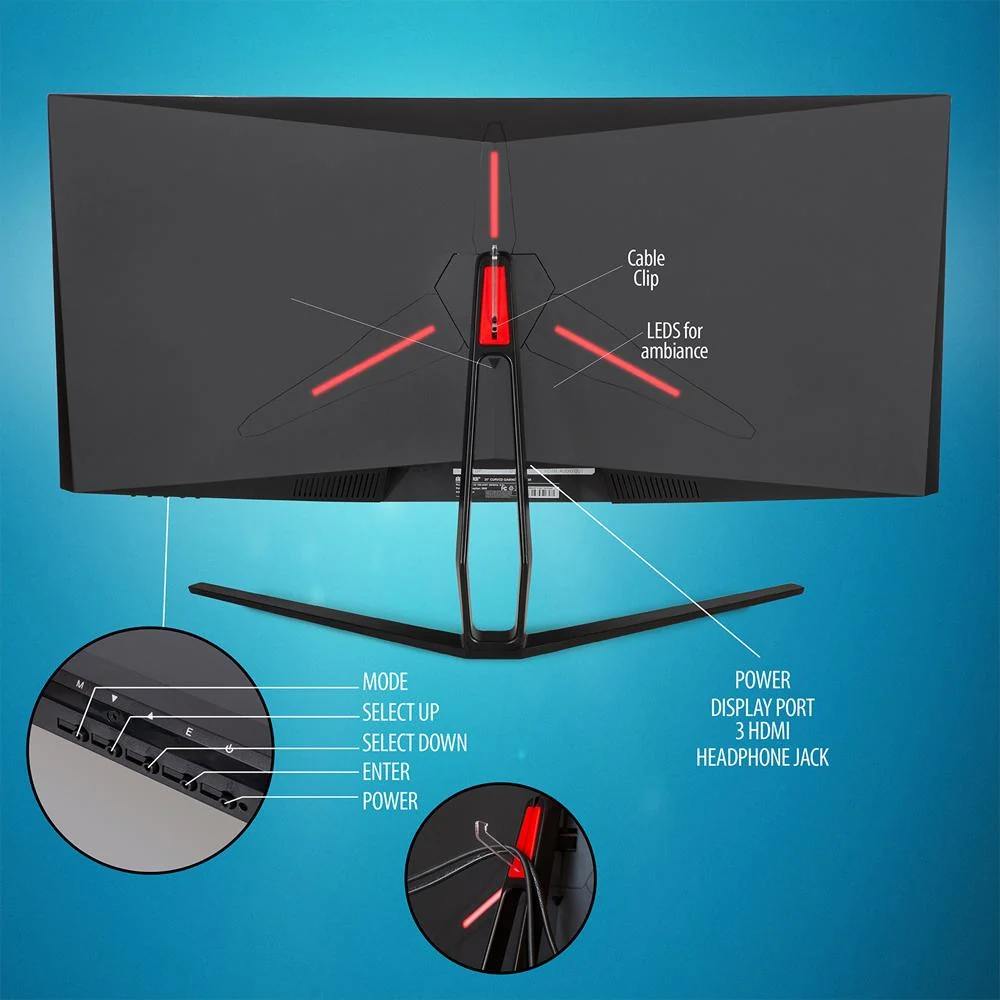 Deco Gear 35" Curved Ultrawide LED Gaming Monitor WQHD Display w/ 1 Year Extended Warranty - Image 6