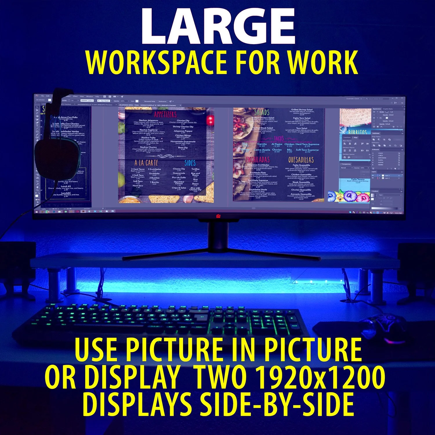 Deco Gear 43" Curved Ultrawide LED 3840x1200 120Hz FreeSync Gaming Monitor - Refurbished - Image 8