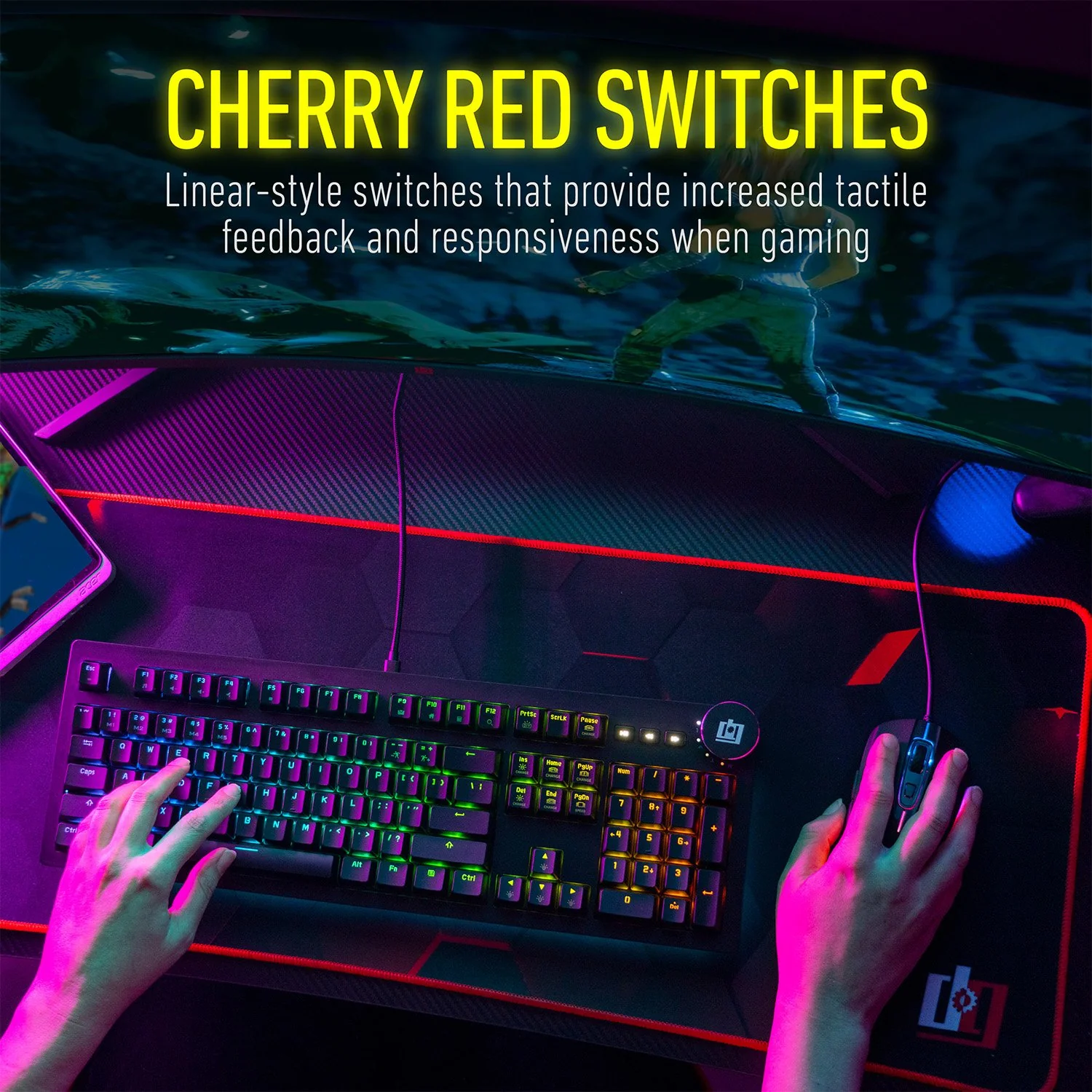 Deco Gear 47" LED Gaming Desk, Gaming Chair, Streaming Mic, RGB Mouse, Mechanical Keyboard - Image 13