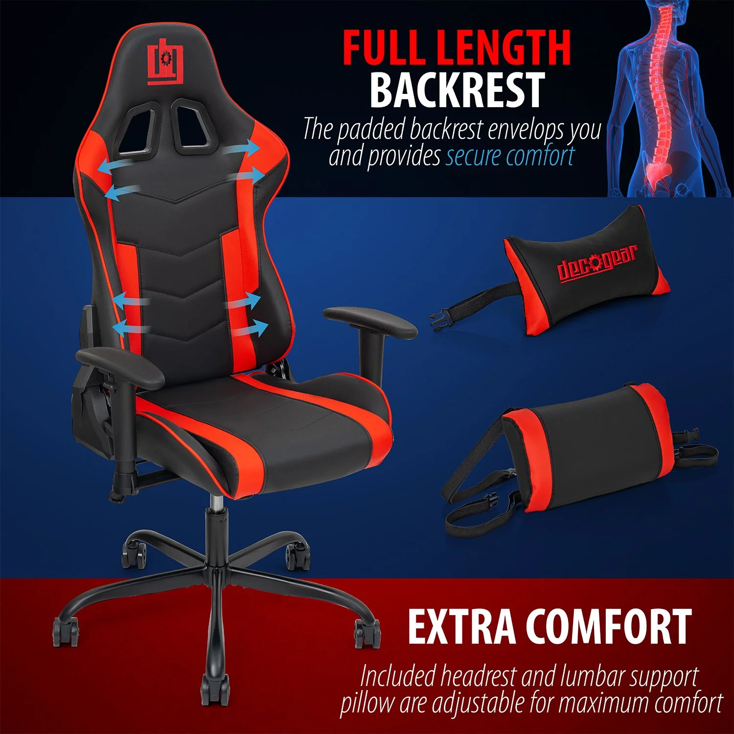 Deco Gear 47" LED Gaming Desk, Red Computer Chair, RGB Mouse and Mechanical Keyboard - Image 7