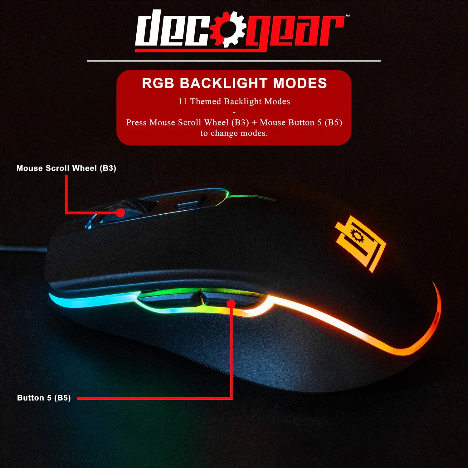 Deco Gear 47" LED Gaming Desk, with Gaming Chair, PC Case, RGB Mic, Mouse, and Keyboard - Image 17