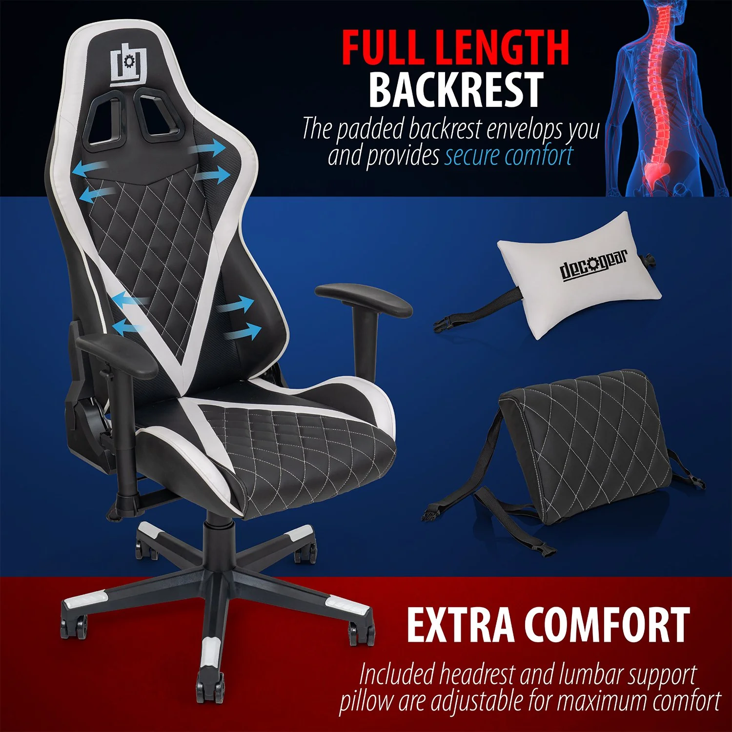 Deco Gear 47" LED Gaming Desk, with Gaming Chair, PC Case, RGB Mic, Mouse, and Keyboard - Image 8