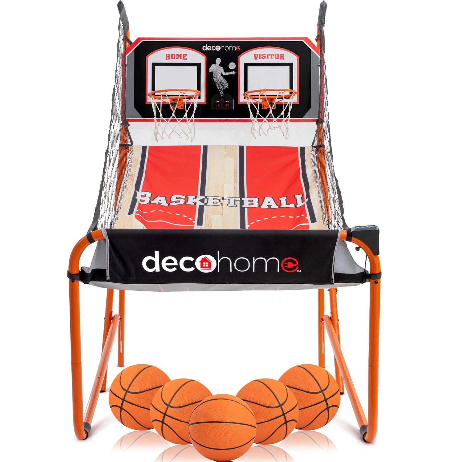 Deco Gear Arcade Basketball Game, Indoor 1-4 Player, LED Scoreboard, 8 Game Modes, 5 Balls - Image 2