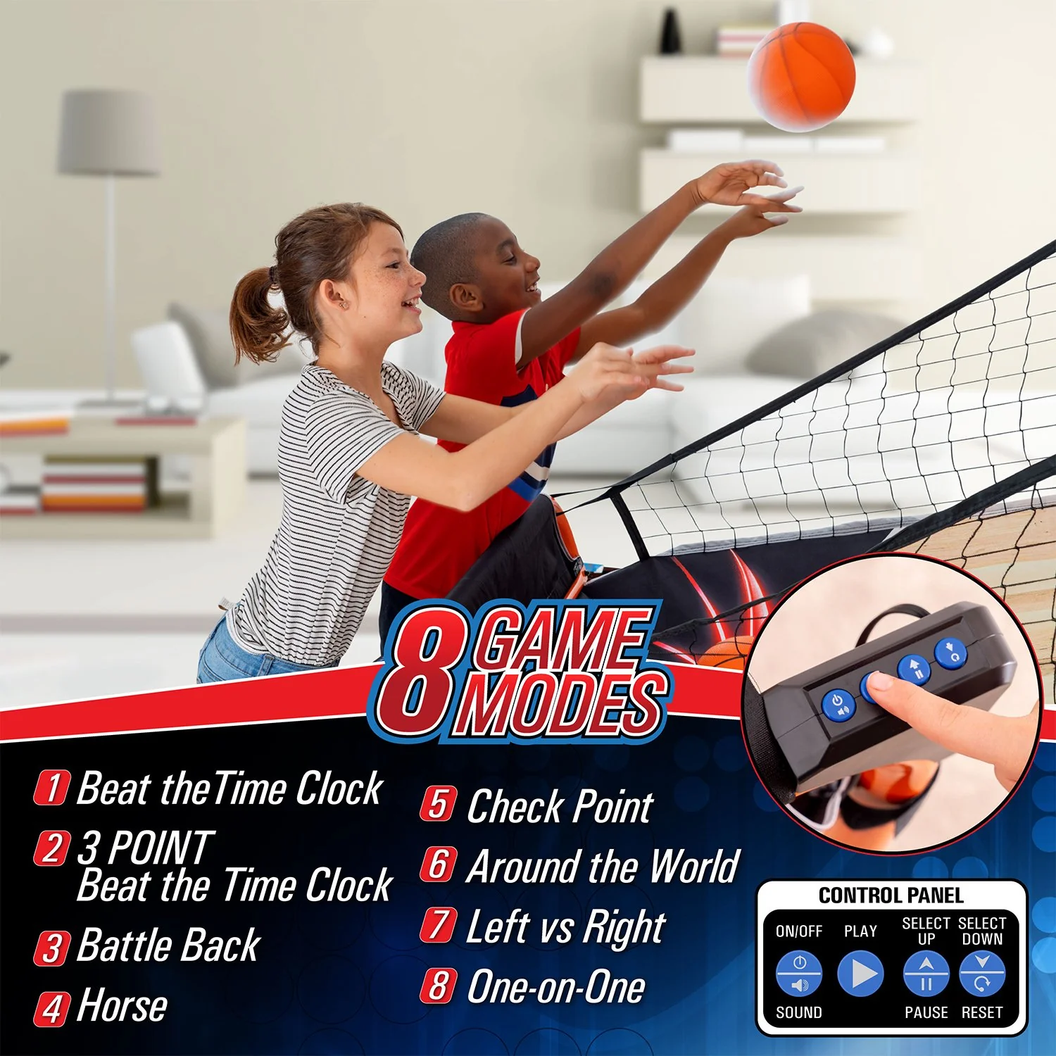 Deco Gear Arcade Basketball Game, Indoor 1-4 Player, LED Scoreboard, 8 Game Modes, 5 Balls - Image 7