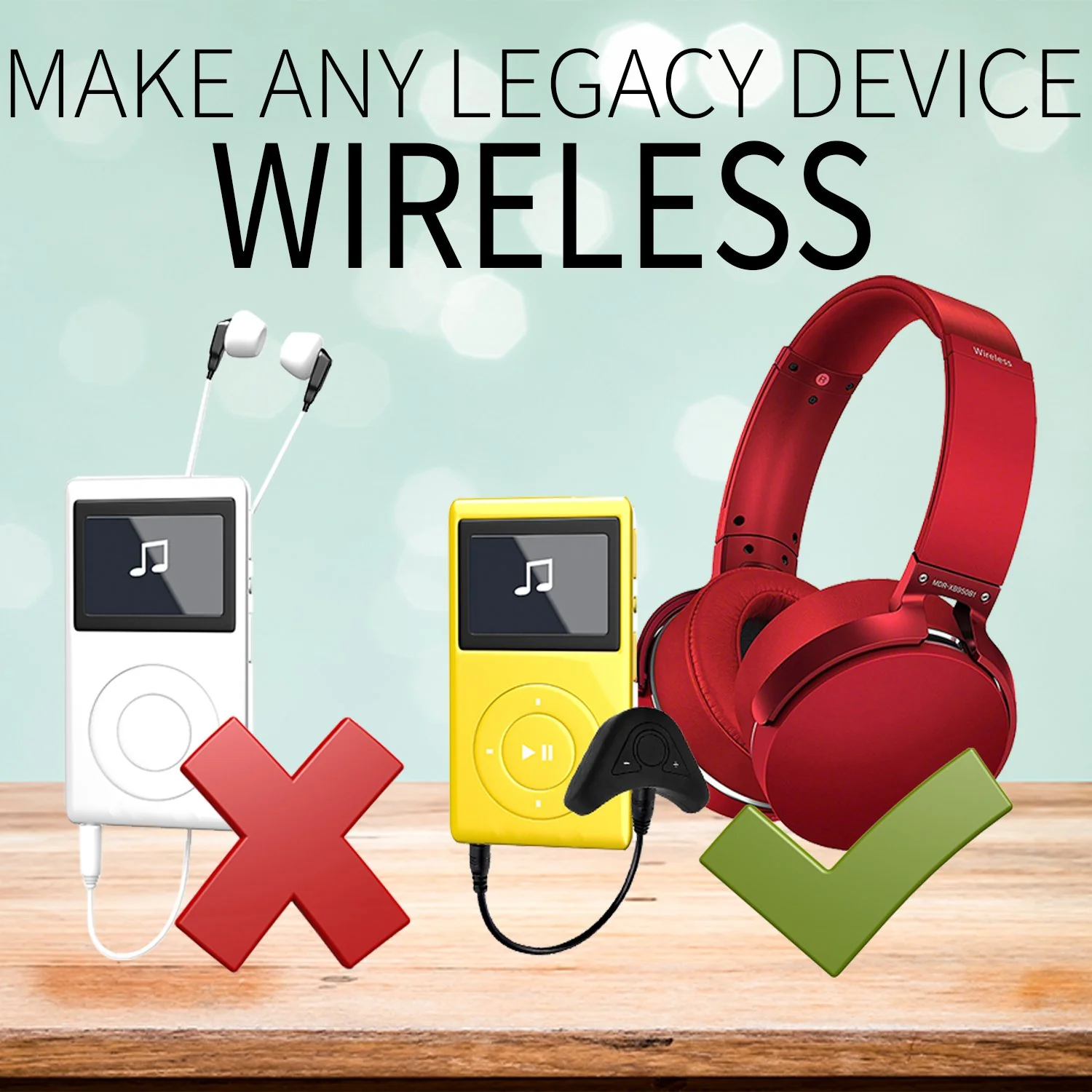 Deco Gear Bluetooth Adapter for ATH-M50x w/ Male-to-Female 3.5mm Universal Adapter - Image 6