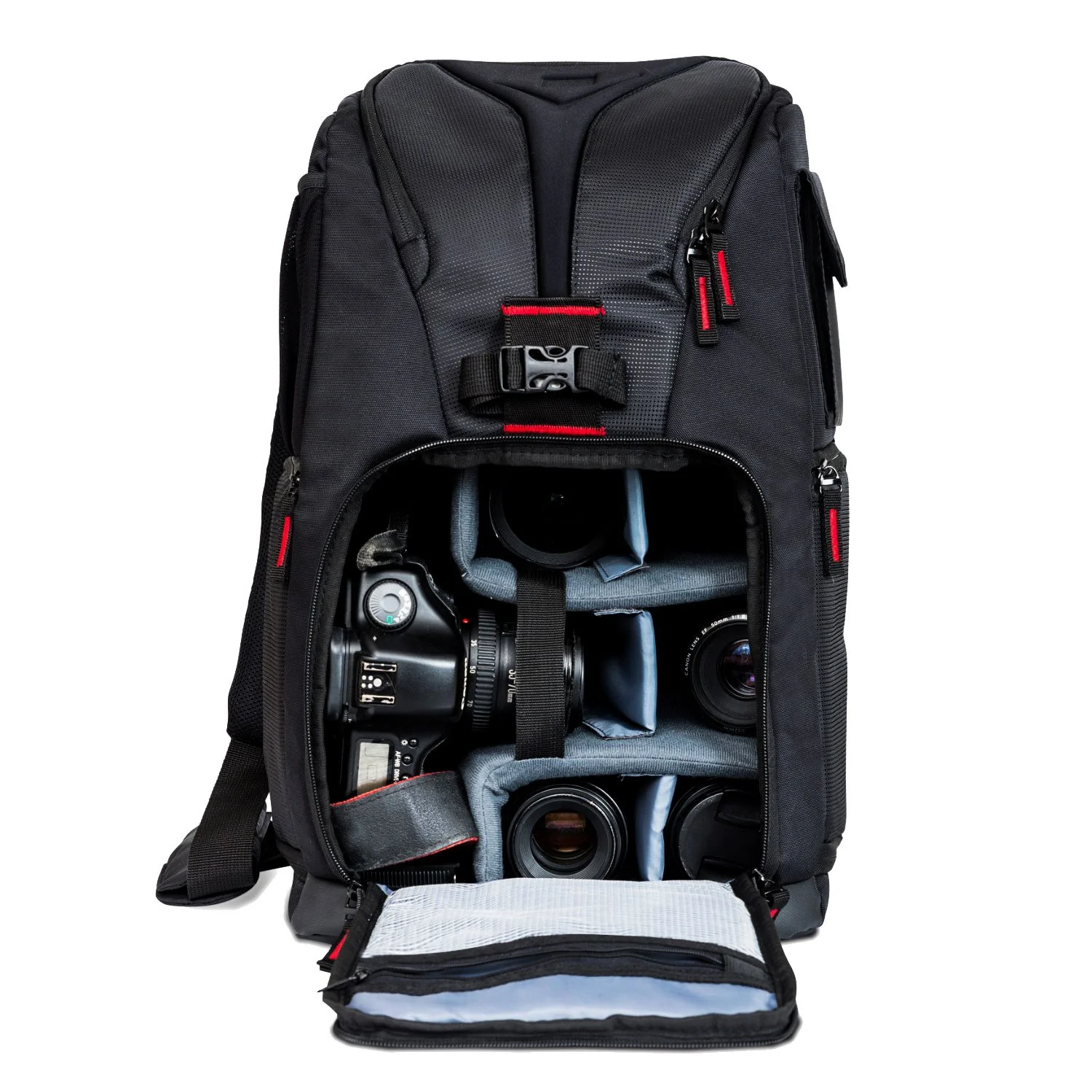 Deco Gear Camera Sling Backpack with Vivitar Camera Stabilizer and 3-Pack Neck Straps - Image 13