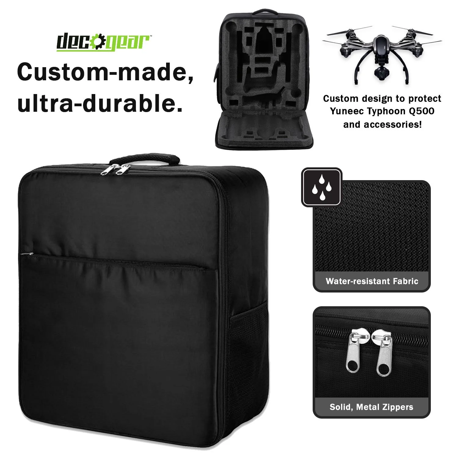 Deco Gear Custom Travel Backpack Storage Organizer Case for Yuneec Typhoon Q500 Quadcopter - Image 15