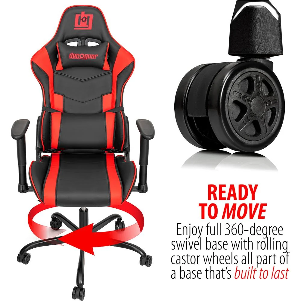 Deco Gear Ergonomic Foam Gaming Chair with Adjustable Head and Support Open Box - Image 6