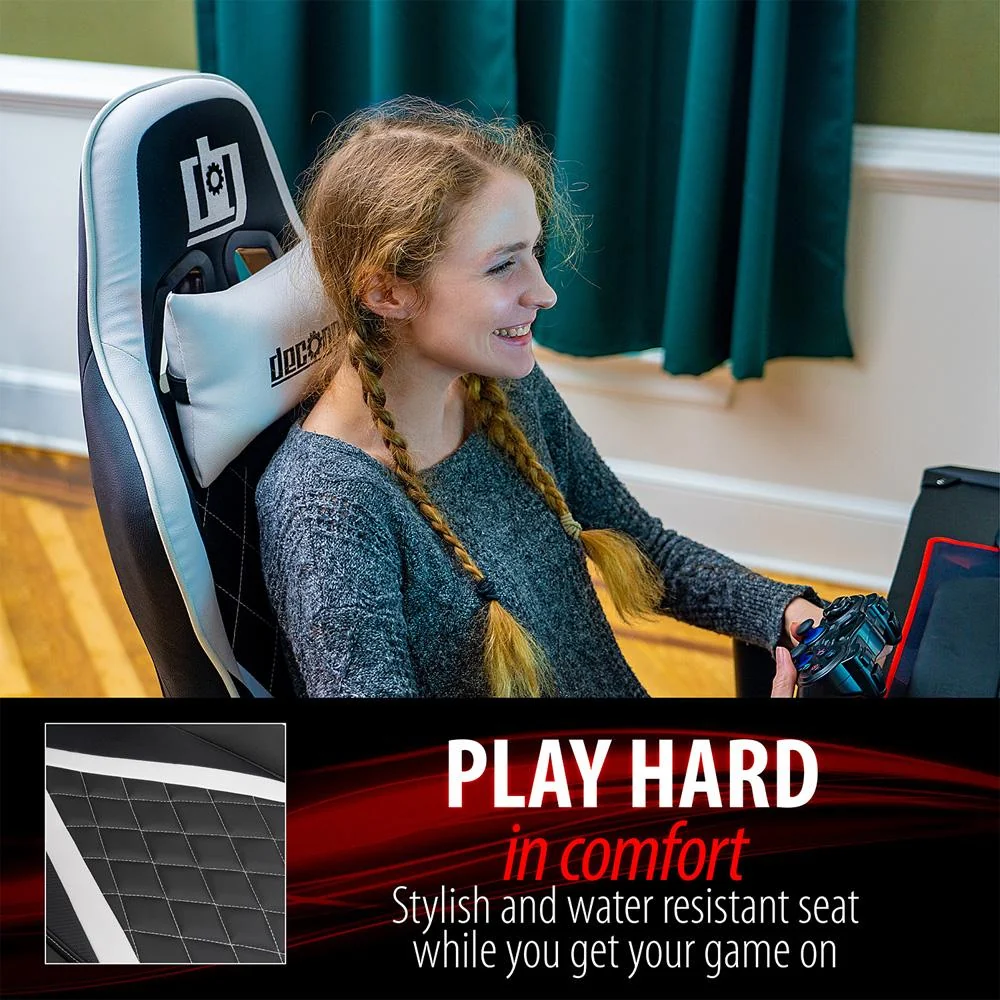 Deco Gear Ergonomic Foam Gaming Chair with Adjustable Head White Open Box - Image 12