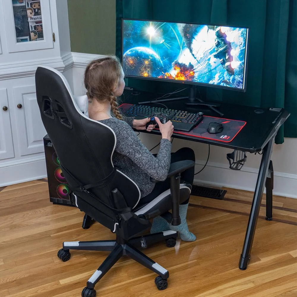 Deco Gear Ergonomic Foam Gaming Chair with Adjustable Head White Open Box - Image 6