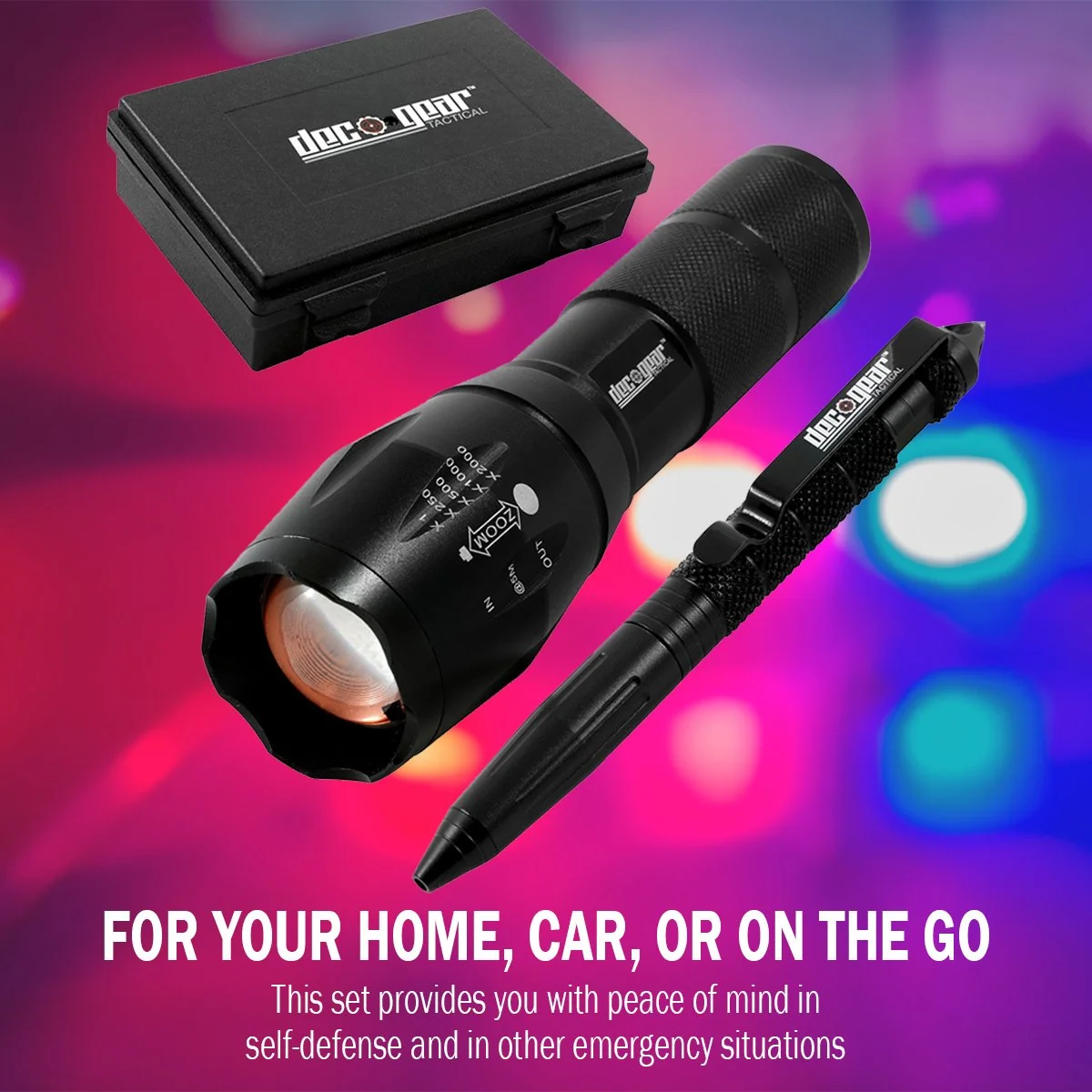 Deco Gear FPT100BK Tactical Flashlight and Tactical Pen Set with Water/Shockproof Case - Image 15
