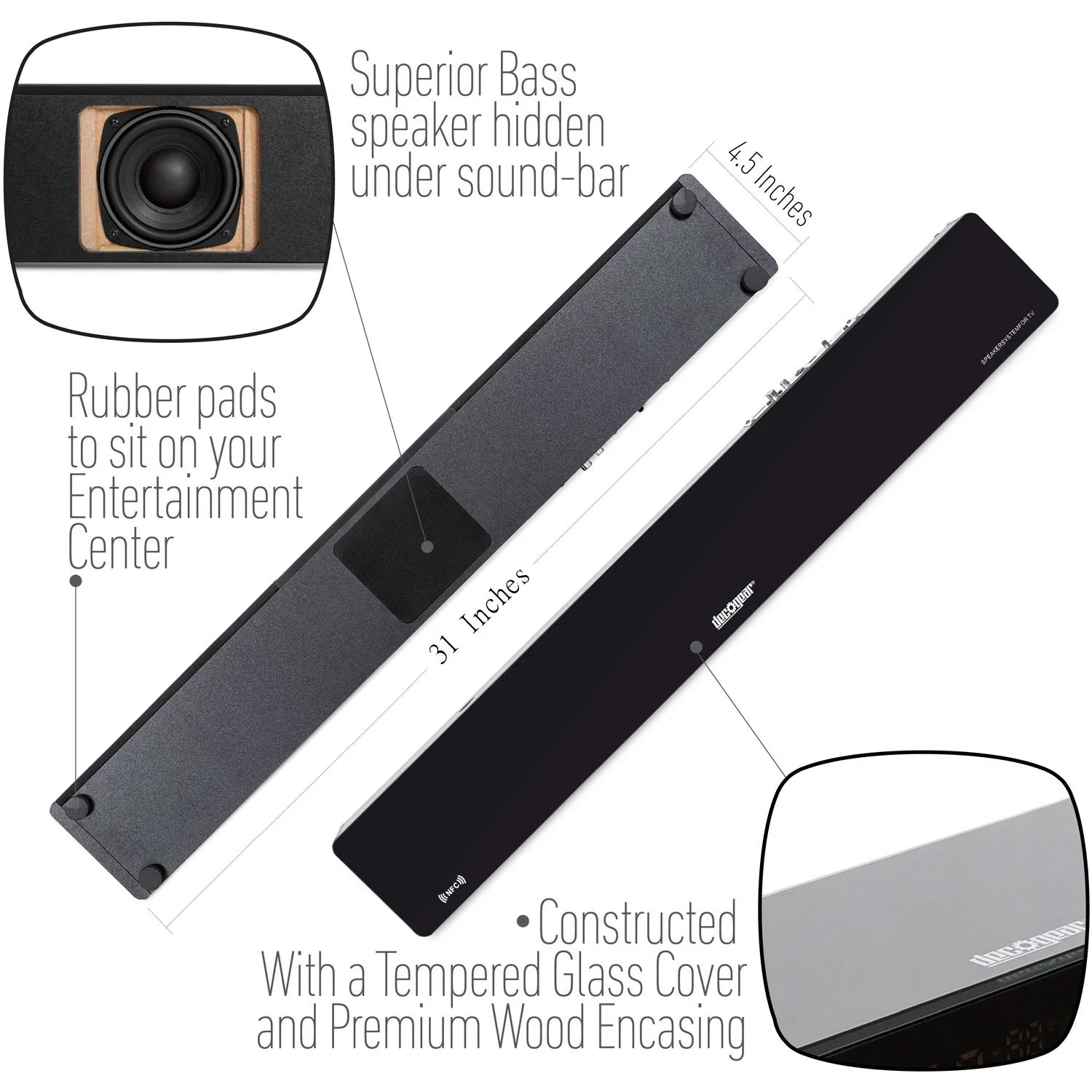 Deco Gear Home Theater Surround Sound 31" Soundbar 2.1 CH Audio Wireless Bluetooth NFC - Image 16