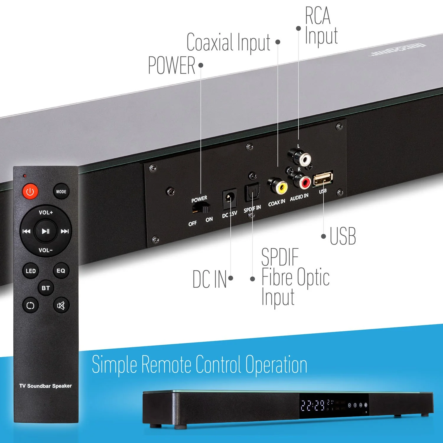 Deco Gear Home Theater Surround Sound 31" Soundbar 2.1 CH Audio Wireless Bluetooth NFC - Image 6
