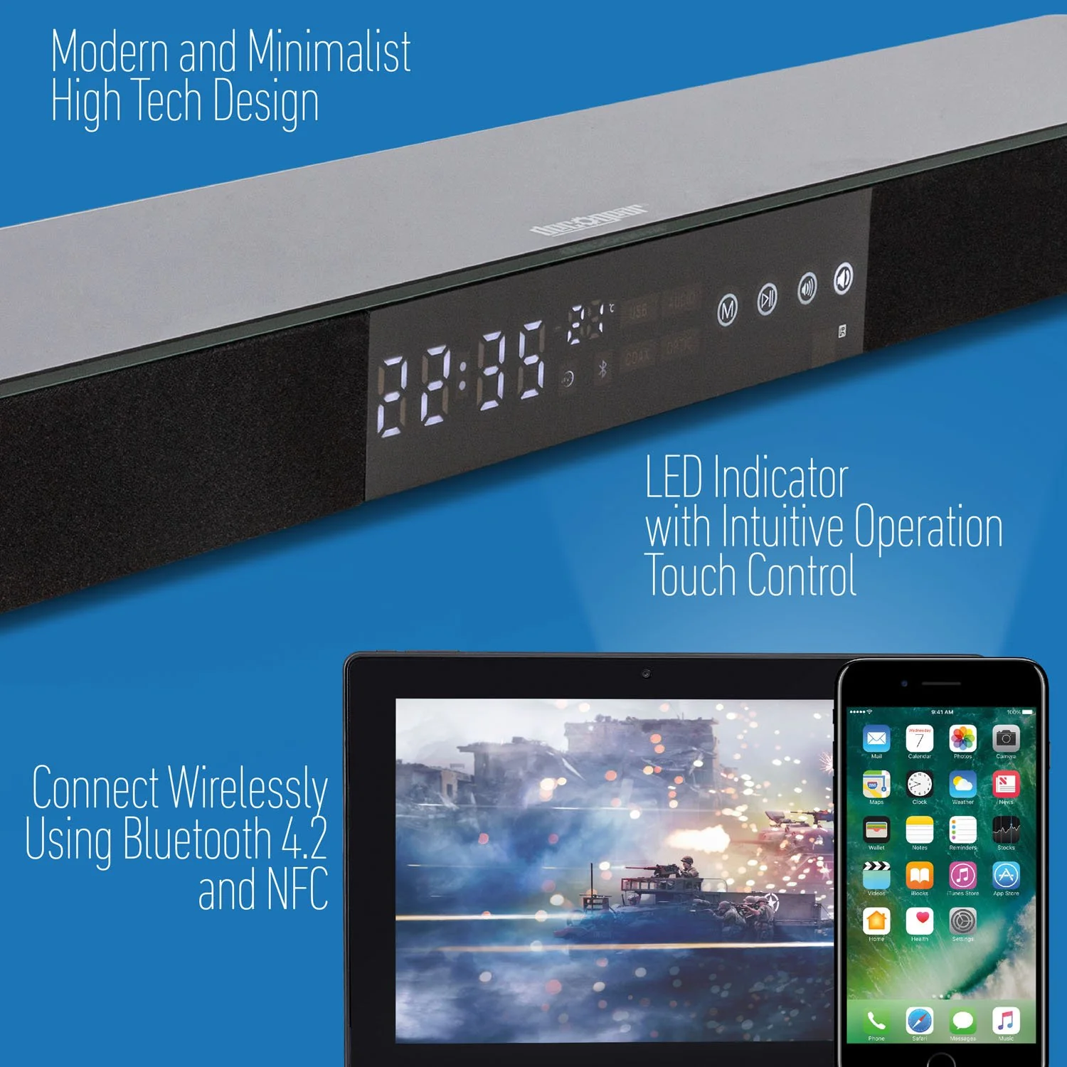 Deco Gear Home Theater Surround Sound 31 Soundbar 2.1 CH  Wireless Bluetooth - Open Box - Image 13