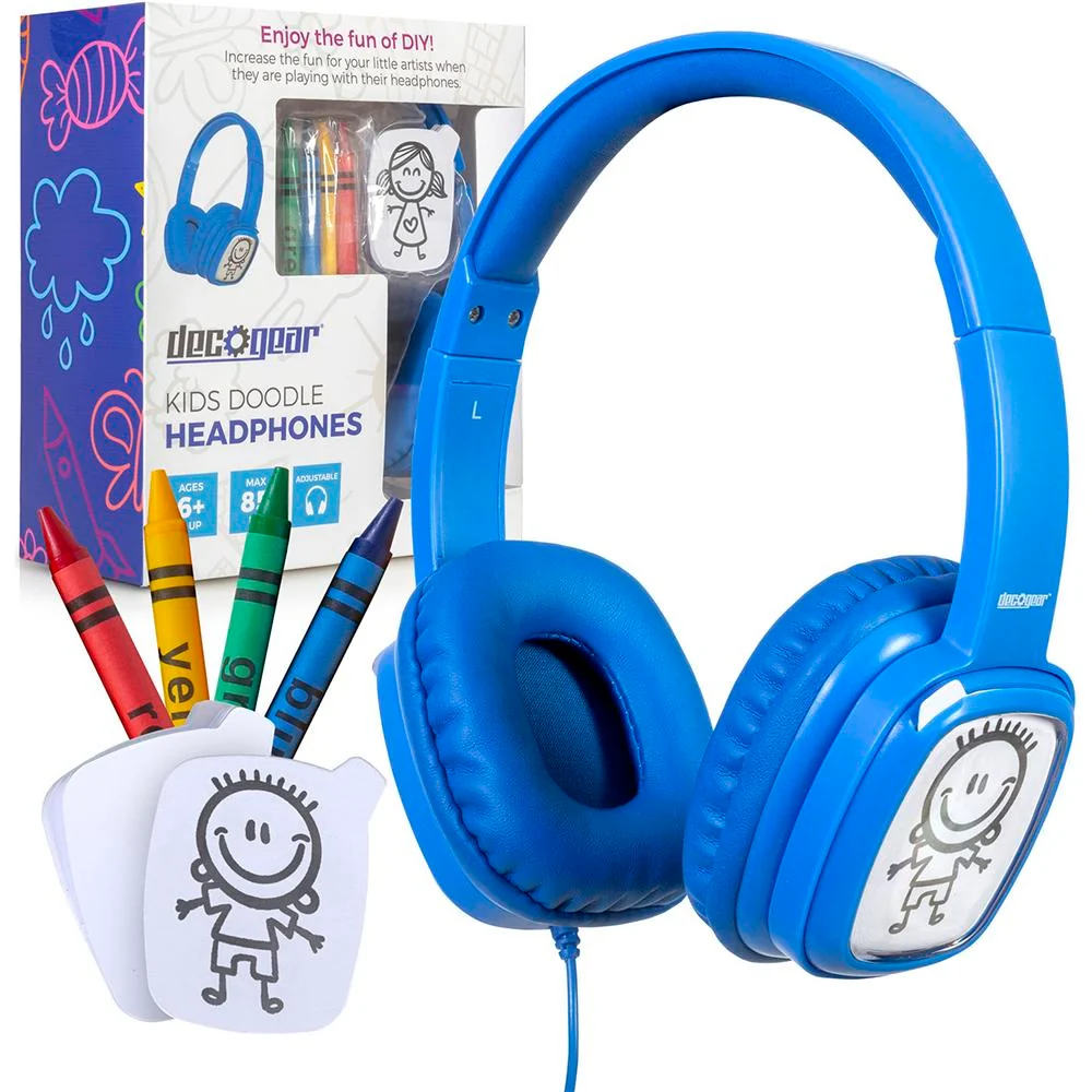 Deco Gear Kids' Over-Ear Blue Customizable Doodle Headphones Open Box - Image 2