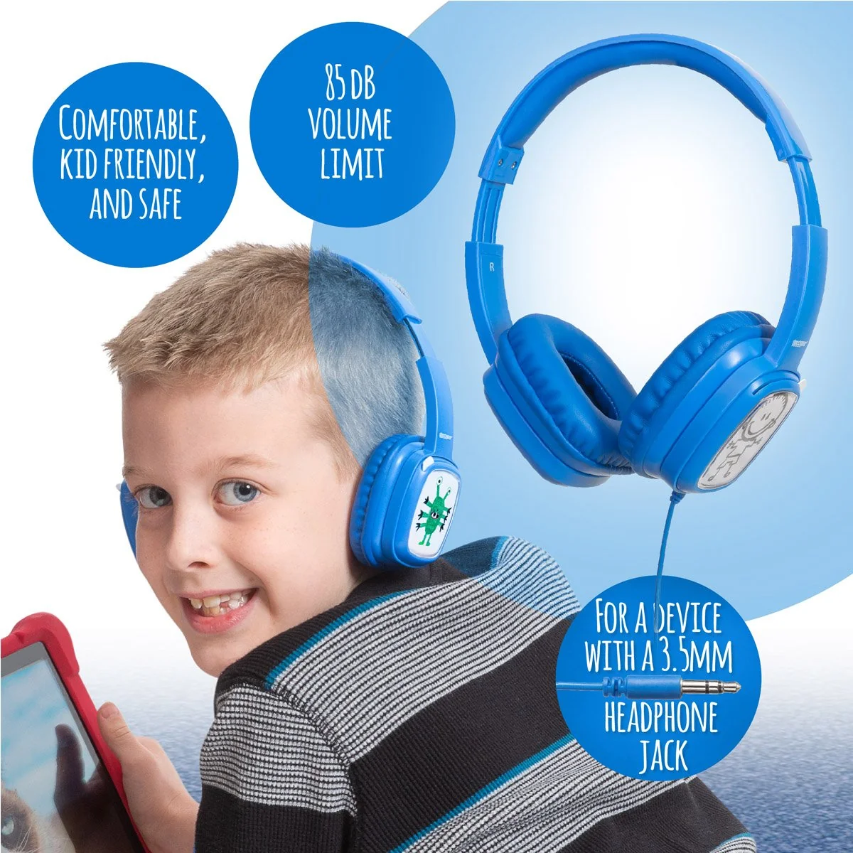 Deco Gear Kids' Over-Ear Customizable Headphones - Safe Ears Volume Limiter - 2 Color Pack - Image 7