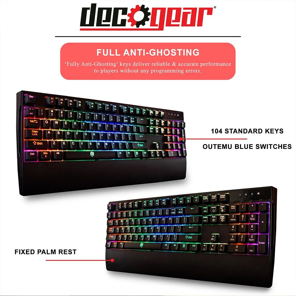 Deco Gear Mechanical Gaming Keyboard with RGB Back Lighting - MECHBRD100 - Open Box - Image 8