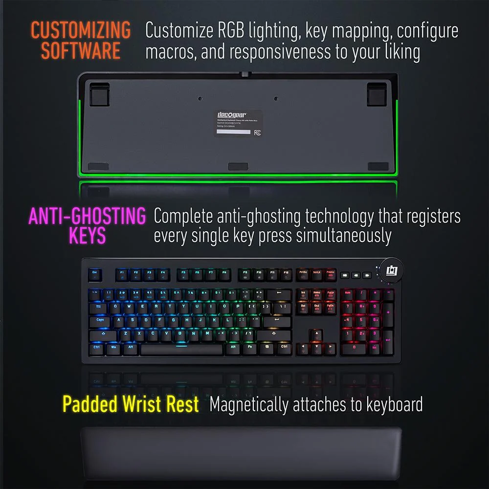 Deco Gear Mechanical Keyboard Cherry MX Red with Ergonomic Palm Rest Open Box - Image 9