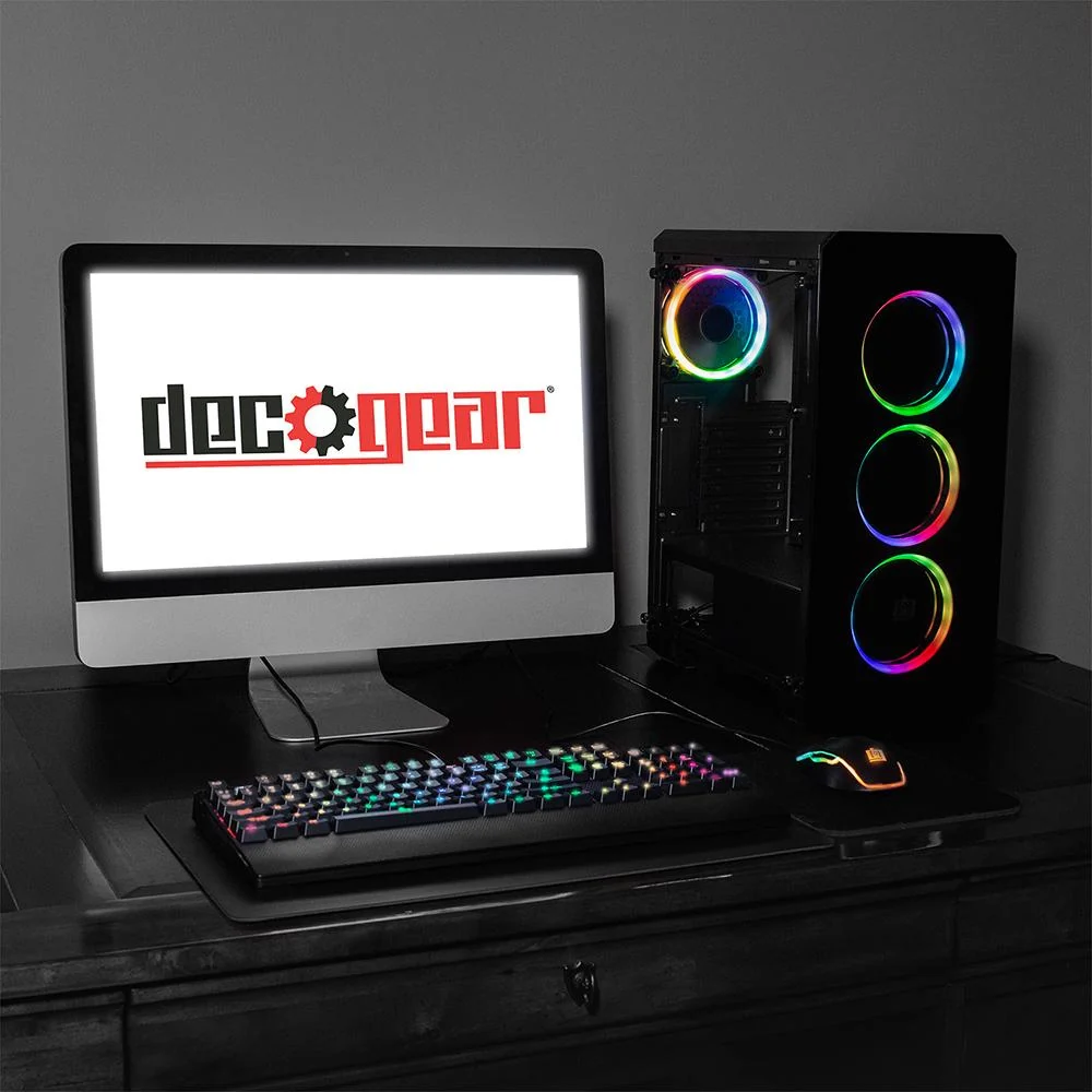 Deco Gear Mid-Tower PC Gaming Computer Case Full Tempered Glass and LED Open Box - Image 10