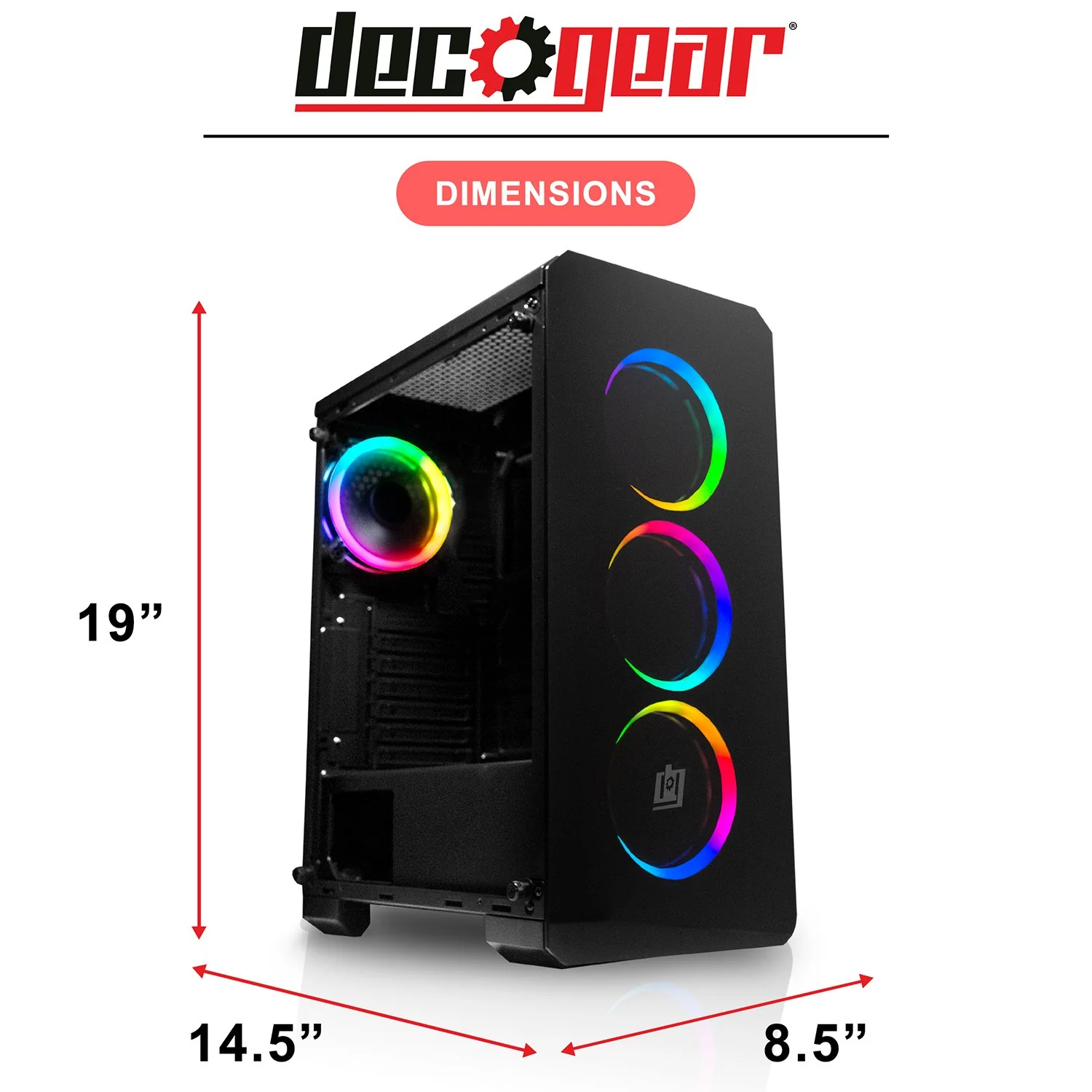 Deco Gear Mid-Tower PC Gaming Computer Case w/ Keyboard & Mouse Gel Memory Foam Wrist Pads - Image 4