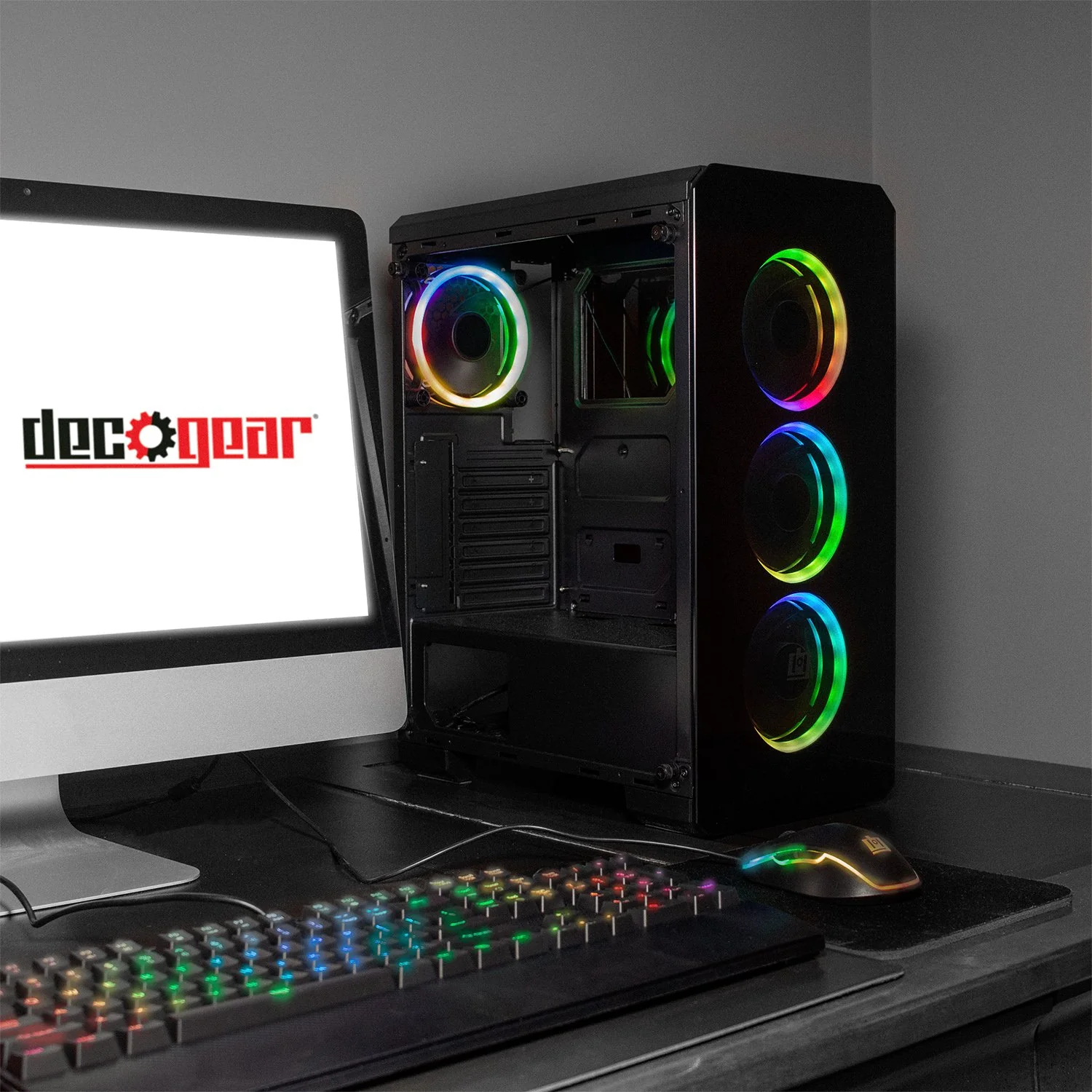 Deco Gear Mid-Tower PC Gaming Computer Case w/ Razer Thresher Tournament Wired Headset - Image 23