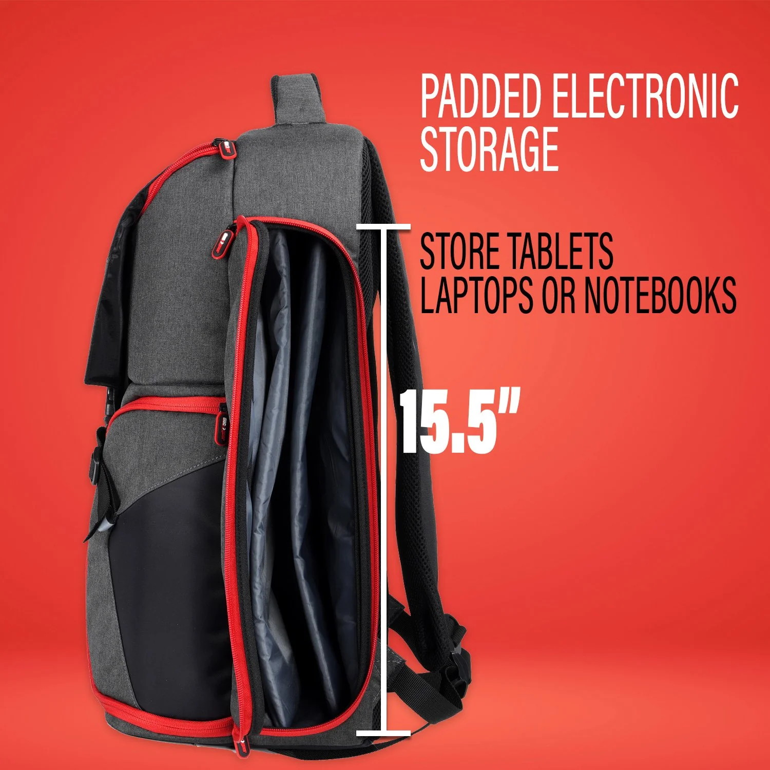 Deco Gear Padded 15" - 17" Laptop Gaming Backpack for Accessory, Headphone, Cable Storage - Image 11