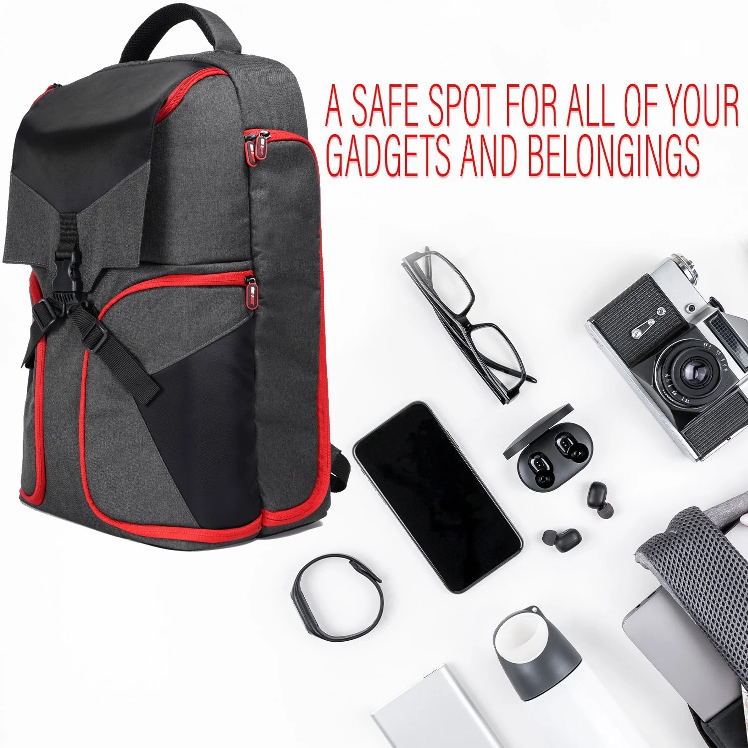 Deco Gear Padded 15" - 17" Laptop Gaming Backpack for Accessory, Headphone, Cable Storage - Image 8