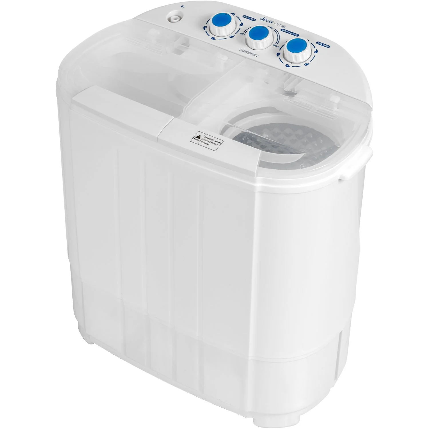 Deco Gear Compact Twin Tub Washing Machine, Agitation Wash and Spin Dry, Portable Design - Image 10