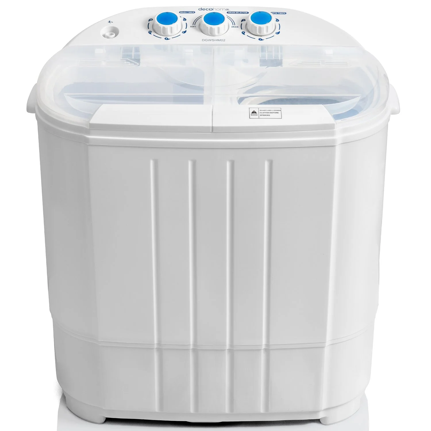 Deco Gear Compact Twin Tub Washing Machine, Agitation Wash and Spin Dry, Portable Design - Image 2