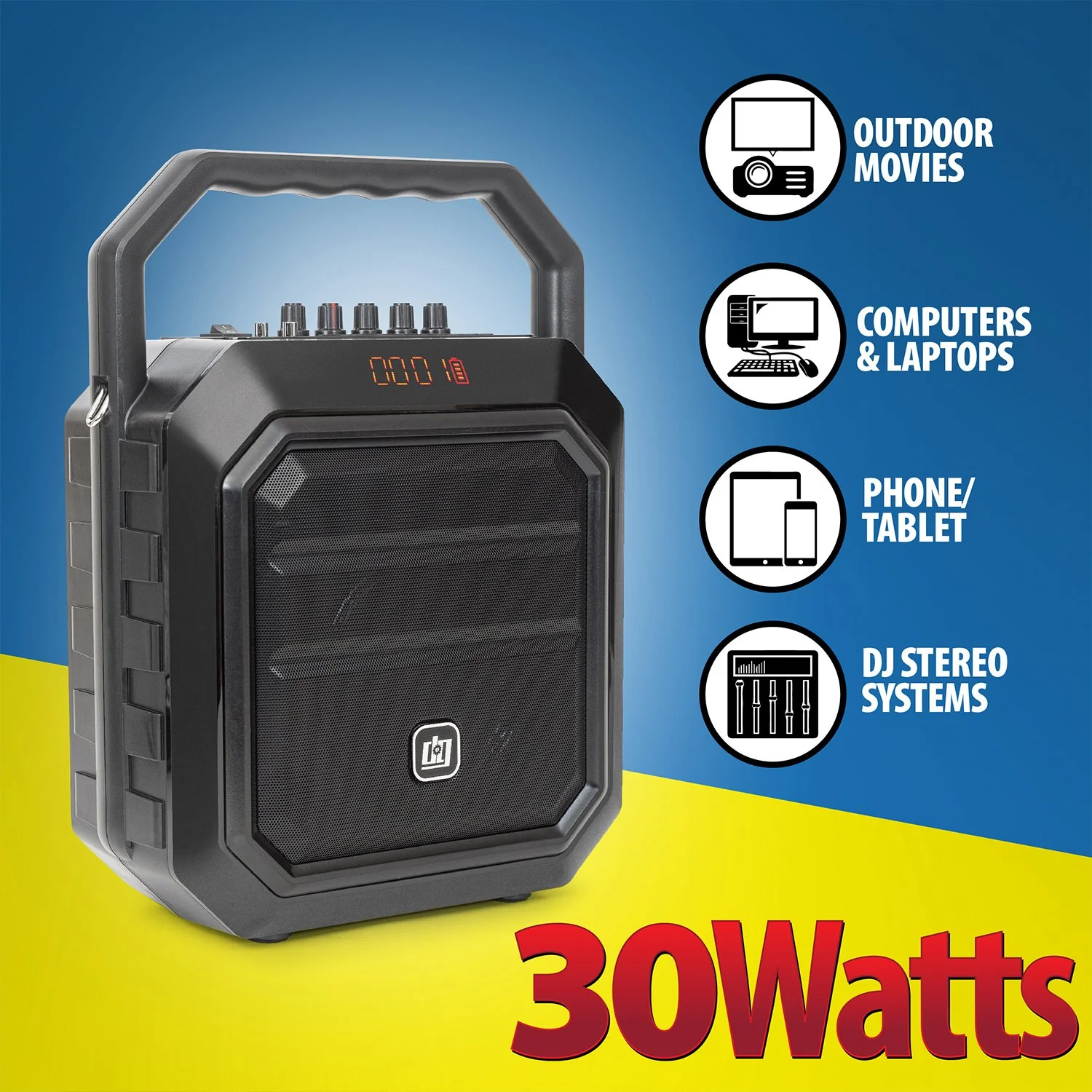 Deco Gear Portable PA Speaker with Wireless Microphone - 30W Power and 4000 mAh Battery - Image 7