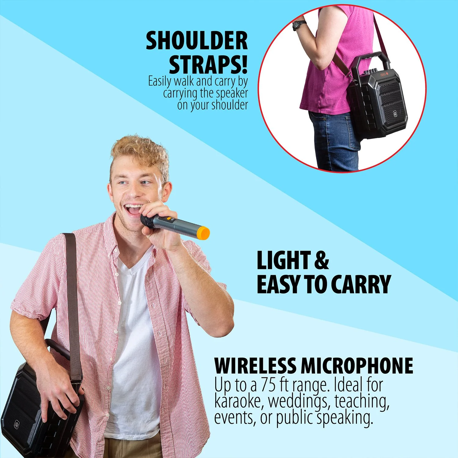 Deco Gear Portable PA Speaker with Wireless Microphone - 30W Power and 4000 mAh Battery - Image 8