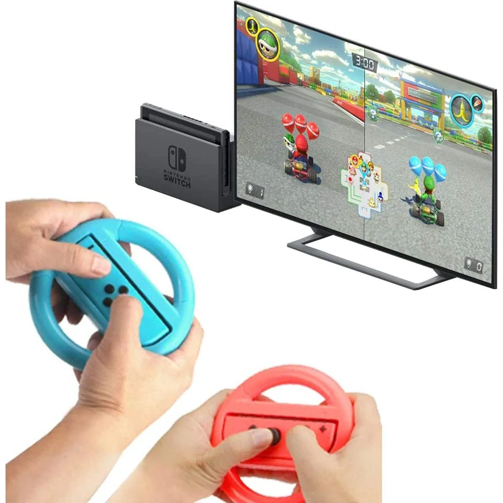 Deco Gear Steering Wheel for Nintendo Switch - Blue/Red (2 Pack) - Open Box - Image 4