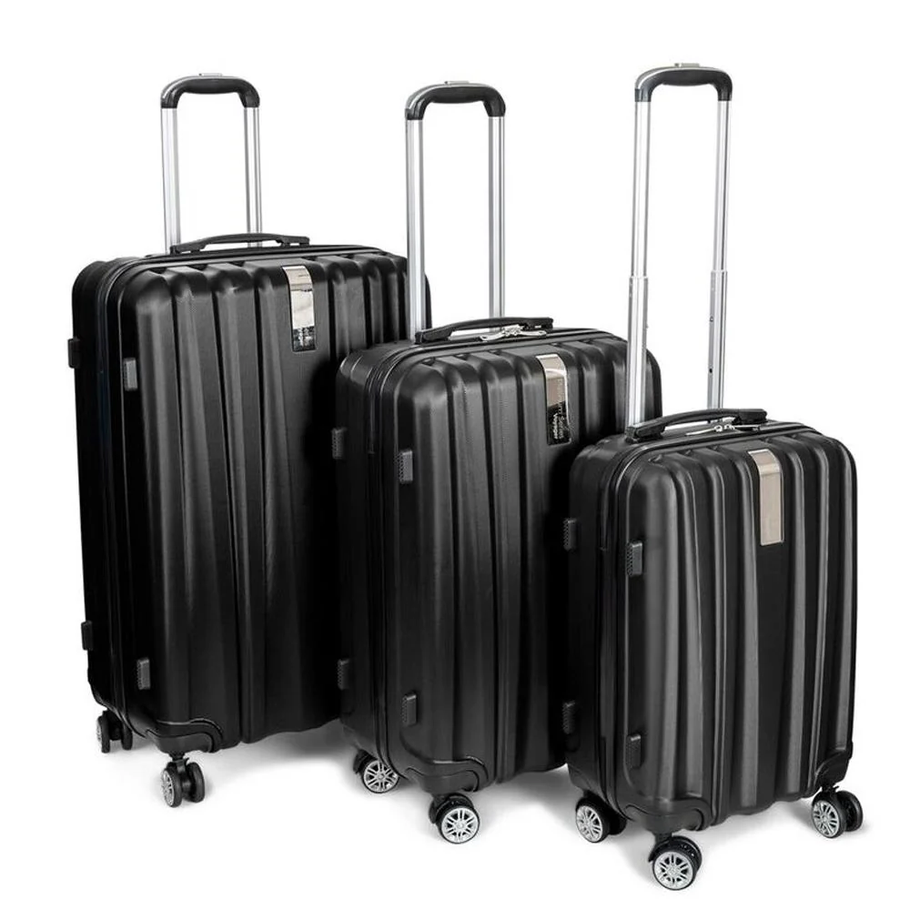 Deco Gear Travel Elite Series - 3 Piece Hardside Spinner Luggage Set (Black)(20",24",28") - Image 2