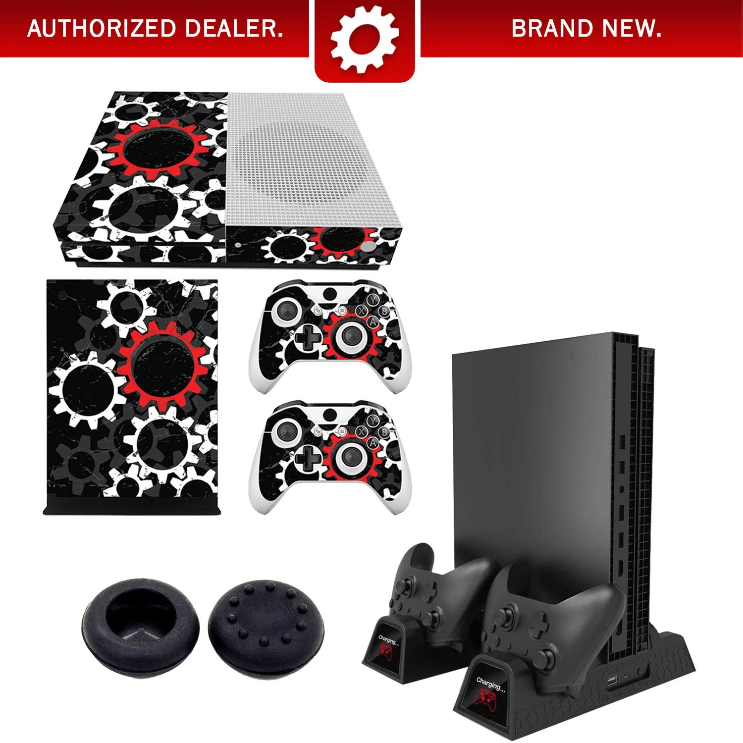 Deco Gear Xbox Accessory Kit with 3-in-1 Vertical Stand, Thumb Grips, and XB1S Skin Decal - Image 9