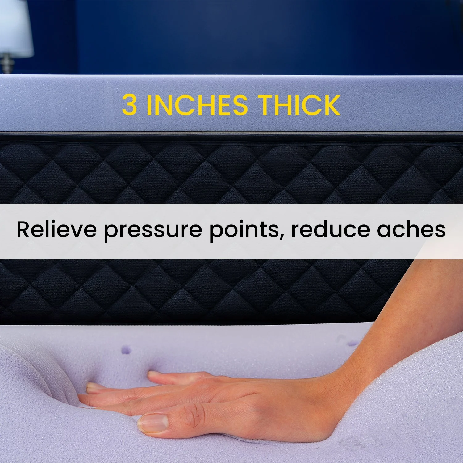 Deco Home 3-Inch Full Memory Foam Mattress Topper with Infused Lavender Scent, Ventilated - Image 6
