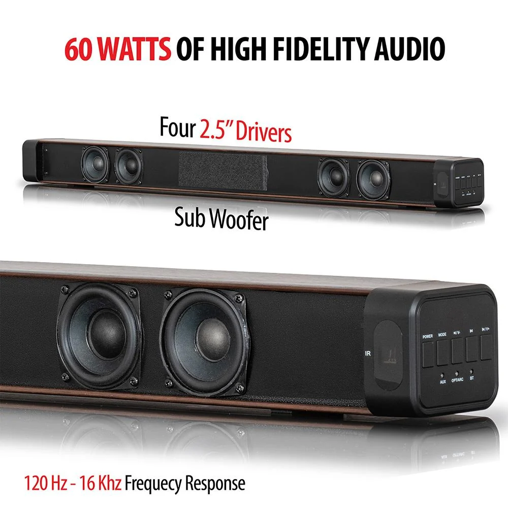 Deco Home 60W 2.0 Channel Soundbar w/ Built-in Dual Subwoofers Open Box + 1 Year Warranty - Image 3