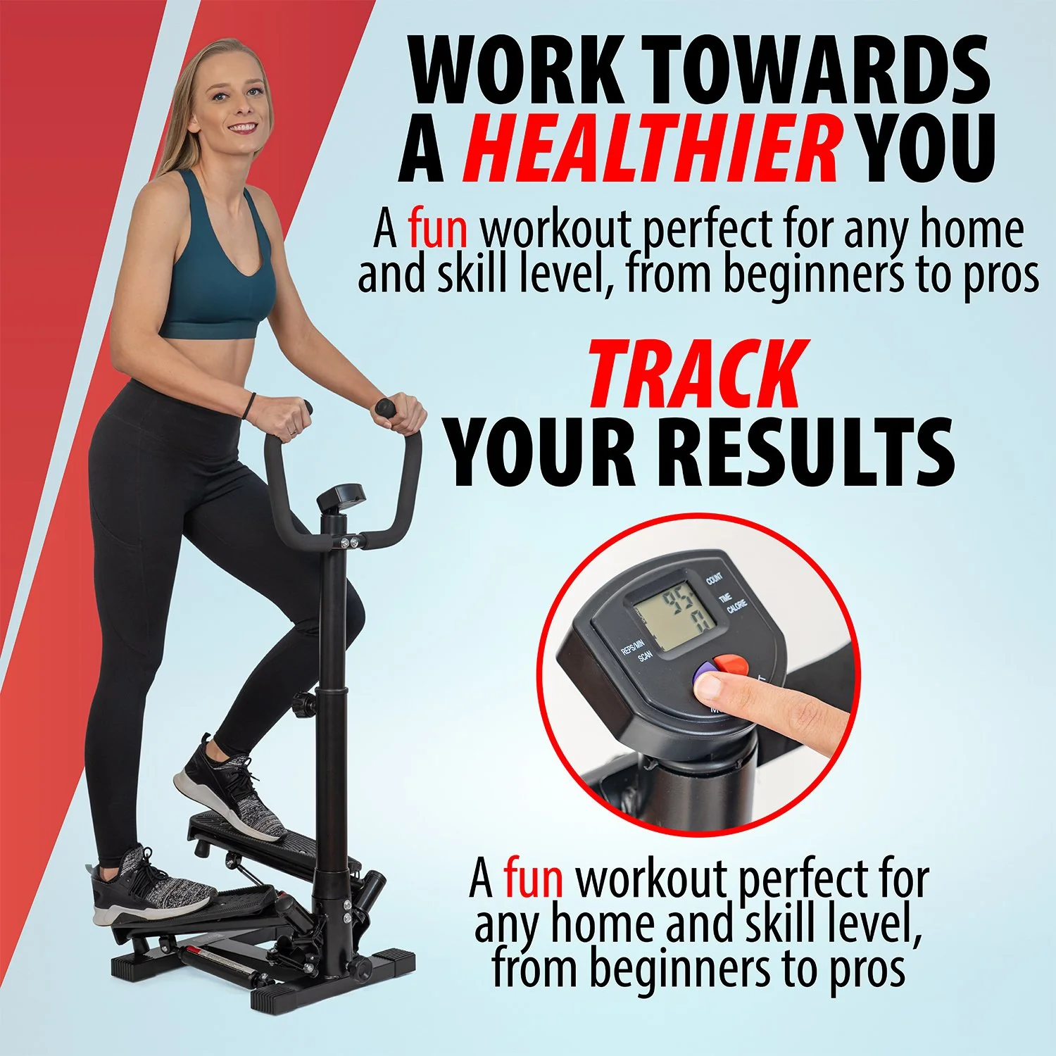 Deco Home At Home Workout Bundle, Exercise Step Machine and Personal Trampoline Rebounder - Image 12