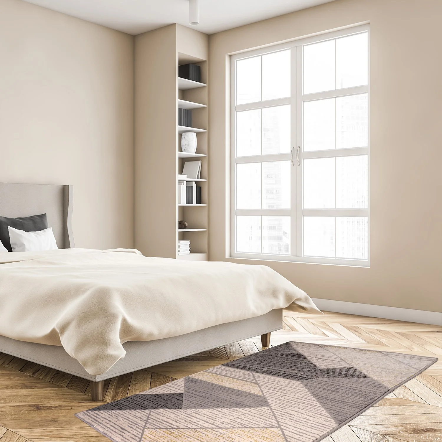 Deco Home Black/Tan Modern Indoor Area Rug with Non-Slip Backing, 5.25' x 7.5' - Image 7