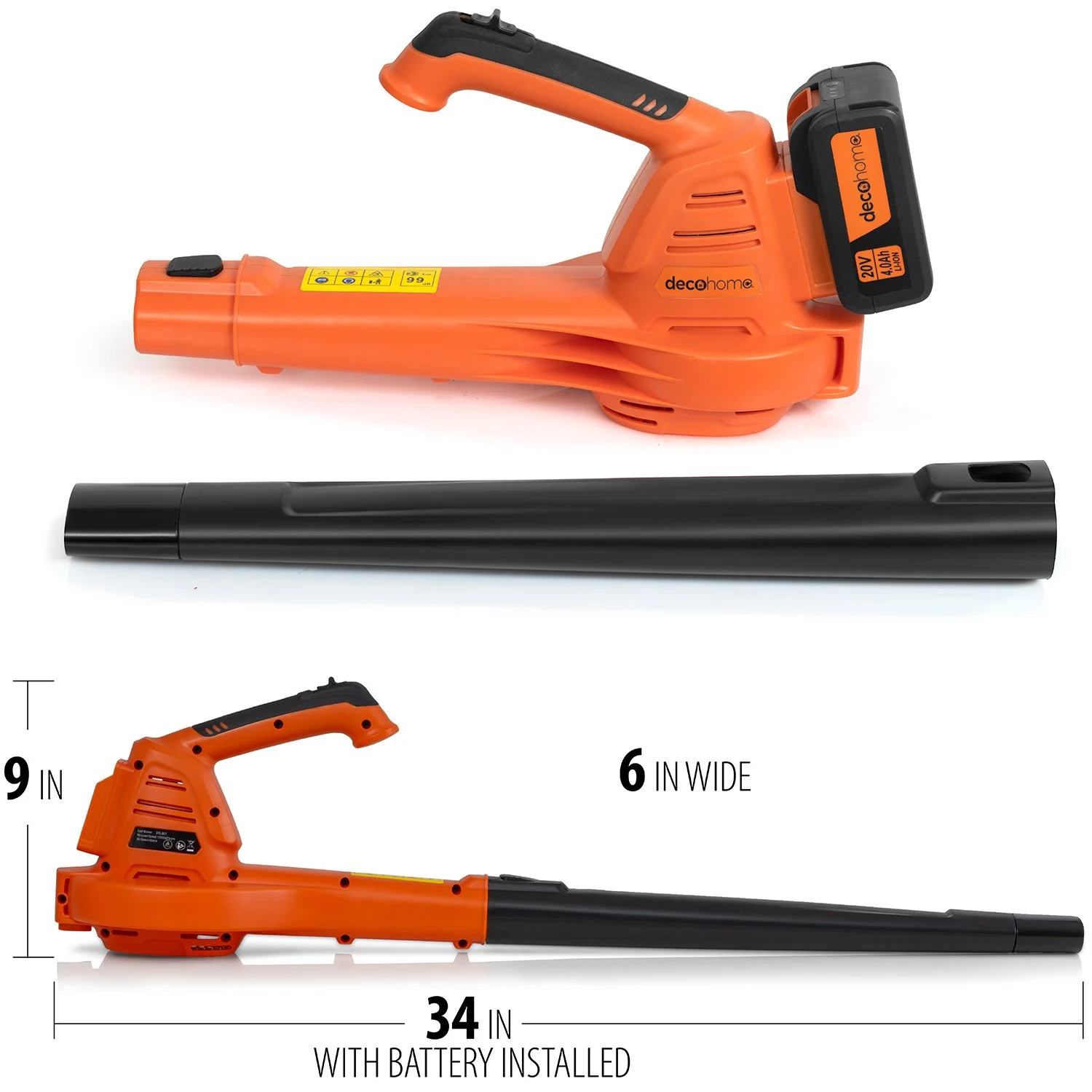 Deco Home 20V Cordless Electric Leaf Blower, 150 MPH, No-Load 13,000 RPM, 3 LBS - Image 6