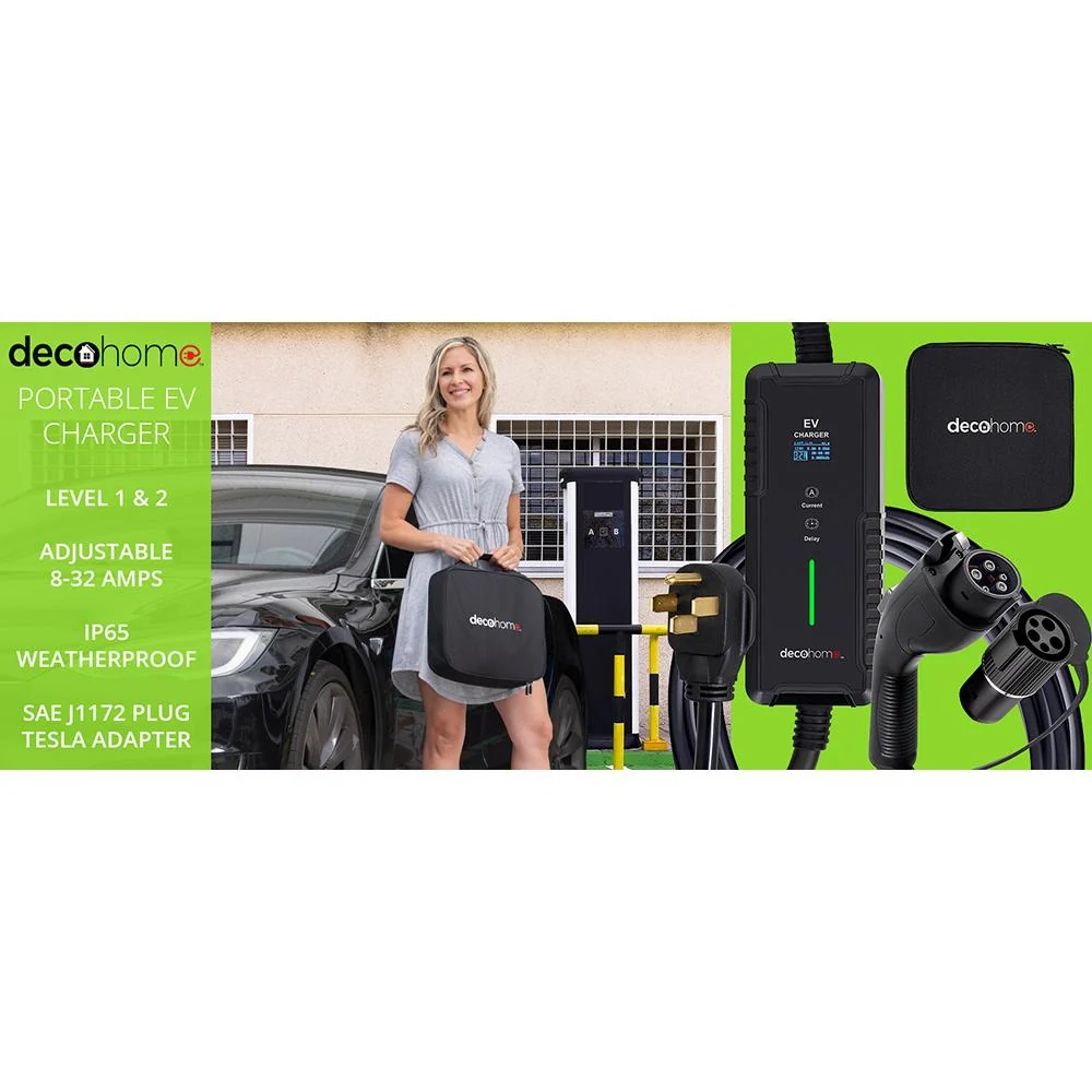 Deco Home 240V 32A EV Charger; NEMA 14-50 and 5-15 Plugs; Tesla Adapter - Open Box - Image 9