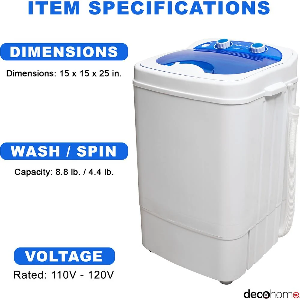 Deco Home Portable Washing Machine 8.8 lb Capacity, 250W Power Open Box + 1 Year Warranty - Image 6