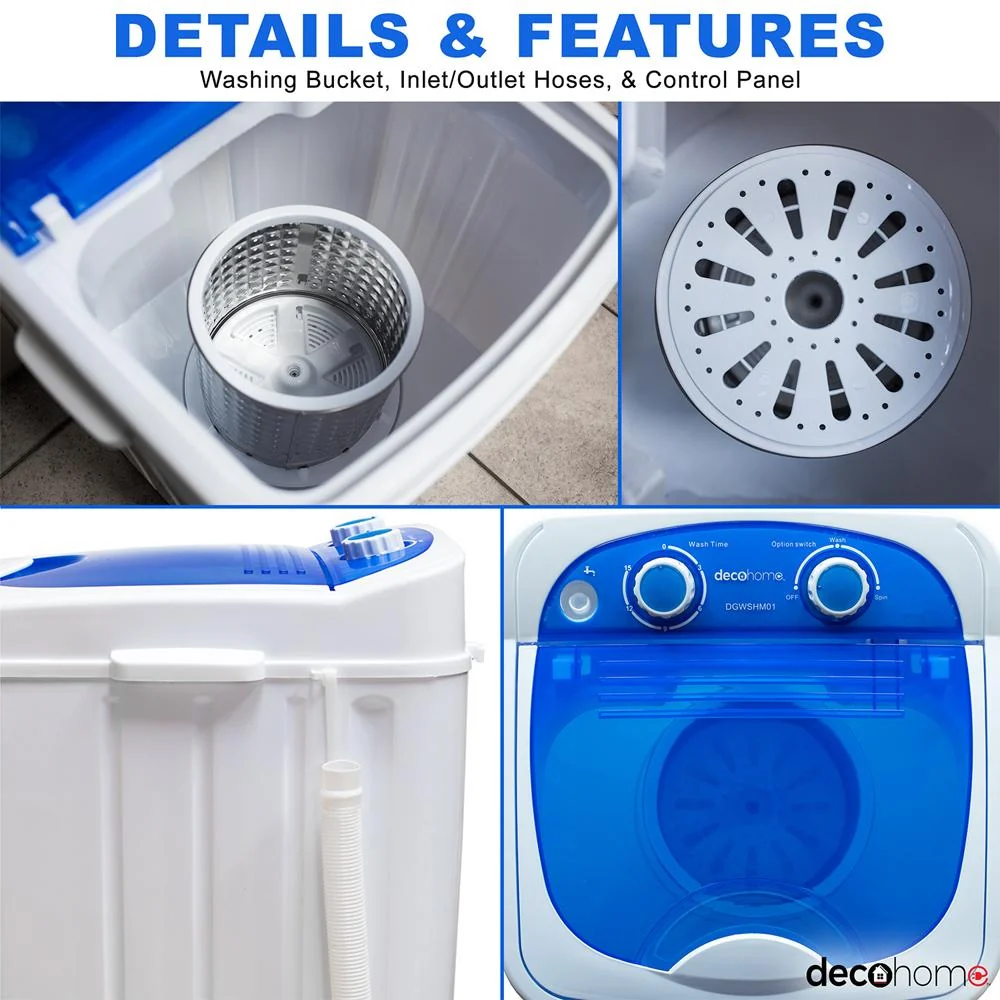 Deco Home 250W Portable Washing Machine with 8.8 lb Capacity - WSHM01 - Open Box - Image 4