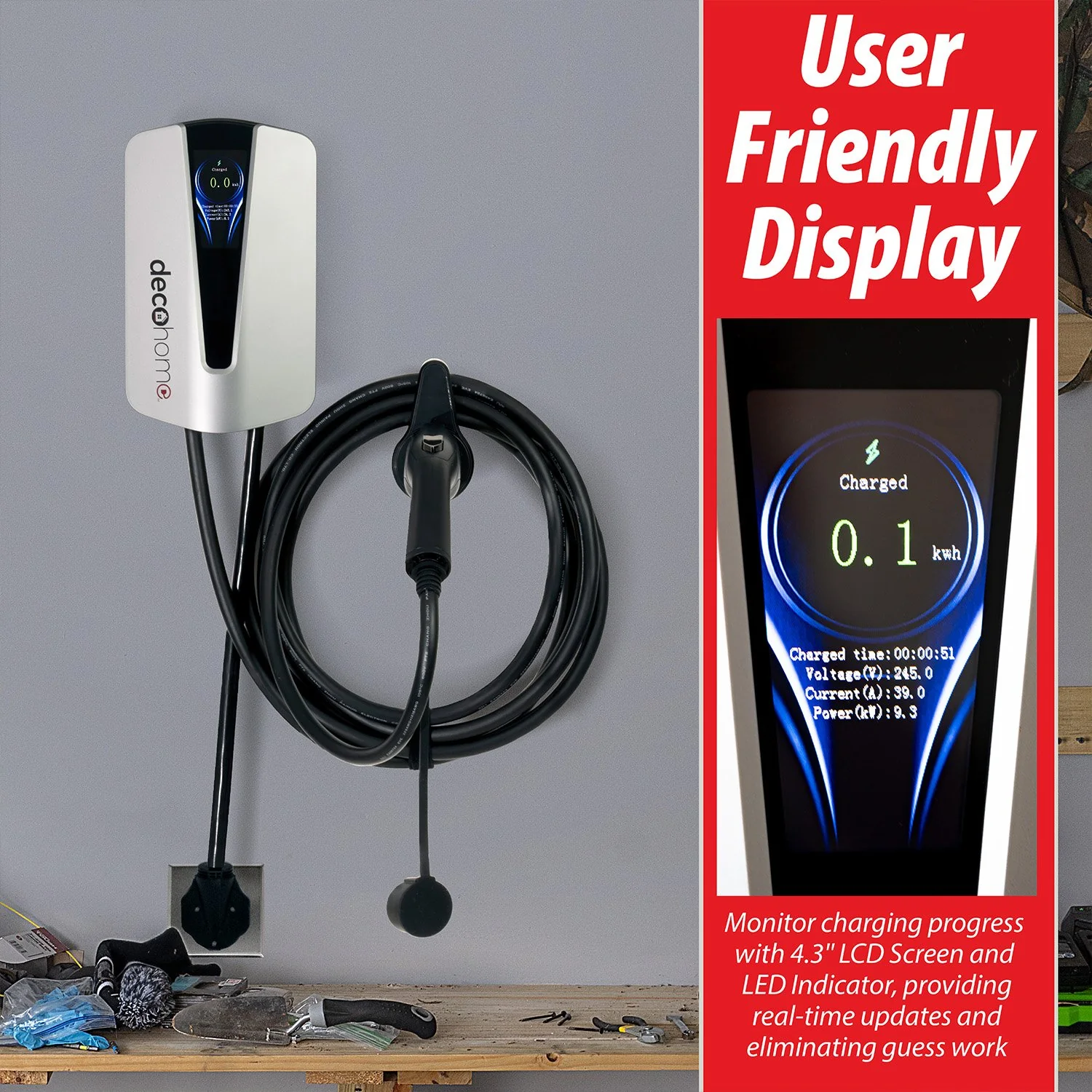 Deco Home Level 2 EV Charging Station, 9.6KW, 40 AMP, 240V, SAE J1772 and Tesla Plug, IP54 - Image 6